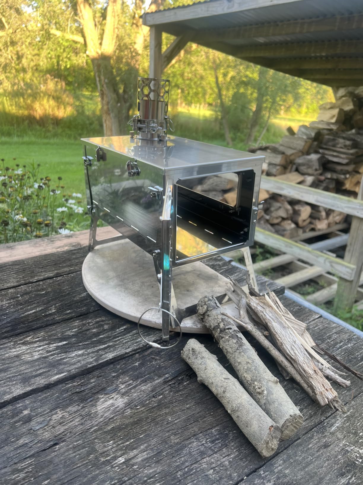 Portable Wood Burning Camping Stove with Glass Window for Tent, Fishing customer photo 1