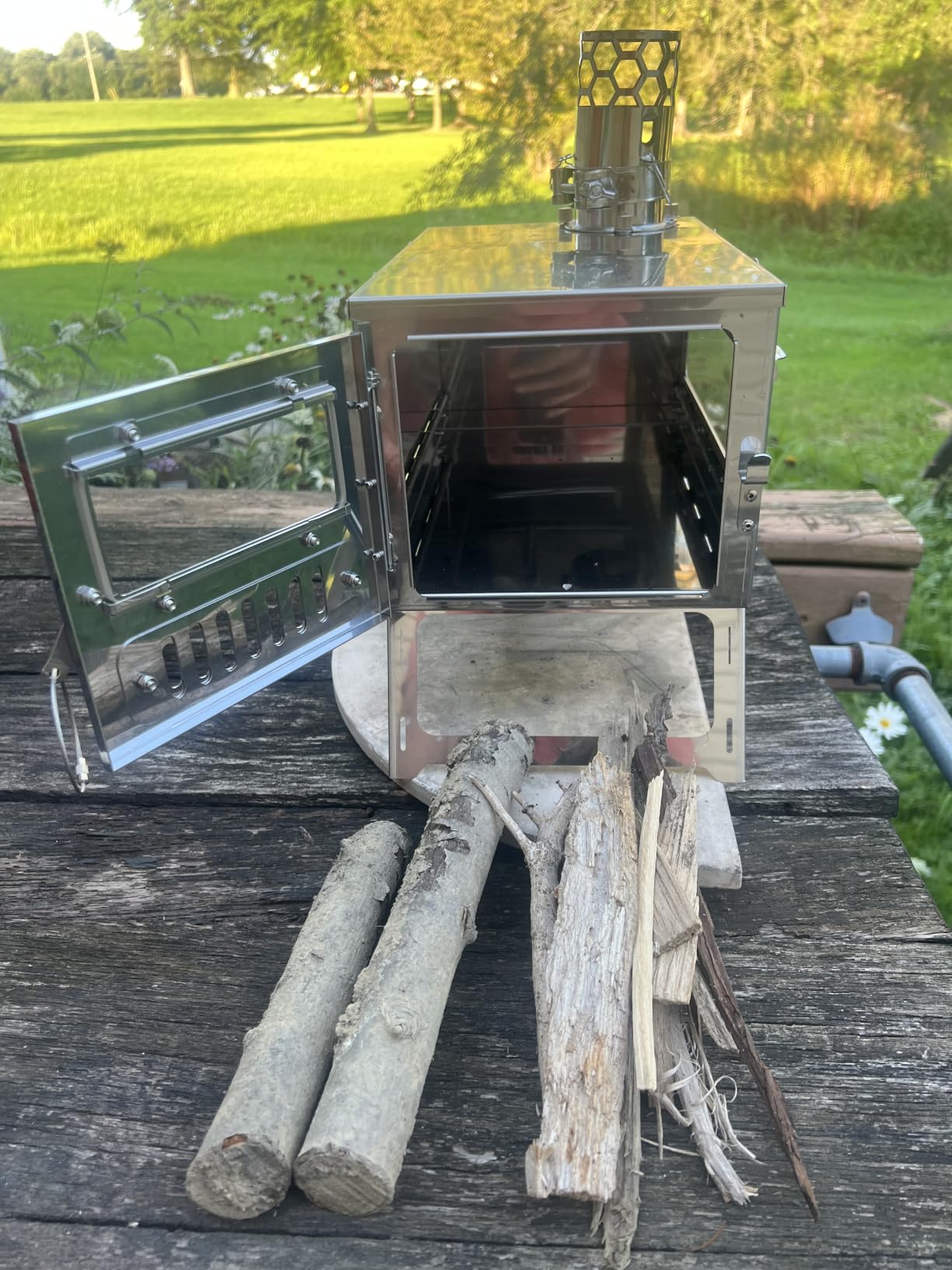 Portable Wood Burning Camping Stove with Glass Window for Tent, Fishing customer photo 2