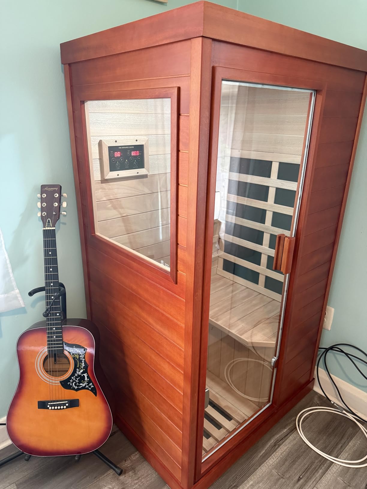 Traditional Steam Sauna 3-4 Person Outdoor Indoor Home Spa Sauna 6KW Heater | Premium Cedar Wood, Bluetooth Speakers, LED Chromotherapy, Tempered Glass Door, Full Sauna Accessories Kit, 59x55.1x81.9 customer photo 1