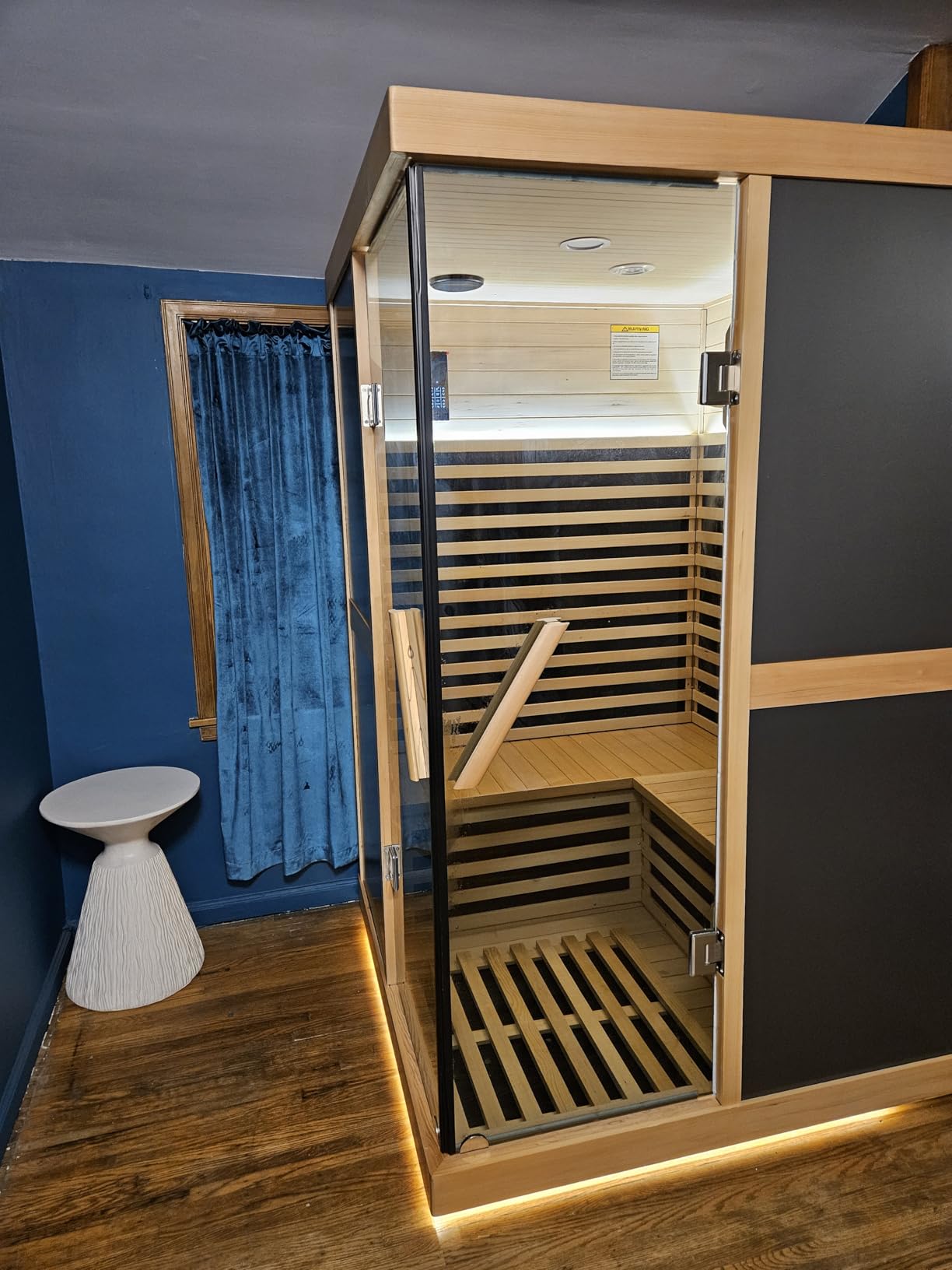 Traditional Steam Sauna 3-4 Person Outdoor Indoor Home Spa Sauna 6KW Heater | Premium Cedar Wood, Bluetooth Speakers, LED Chromotherapy, Tempered Glass Door, Full Sauna Accessories Kit, 59x55.1x81.9 customer photo 2