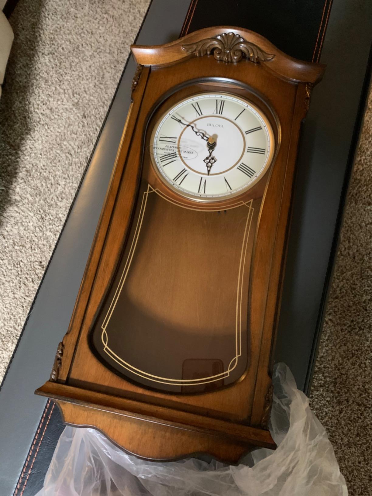 Bulova Clocks C3542 Cranbrook Wall Mount Analog Wooden Chiming Clock, Brown customer photo 1