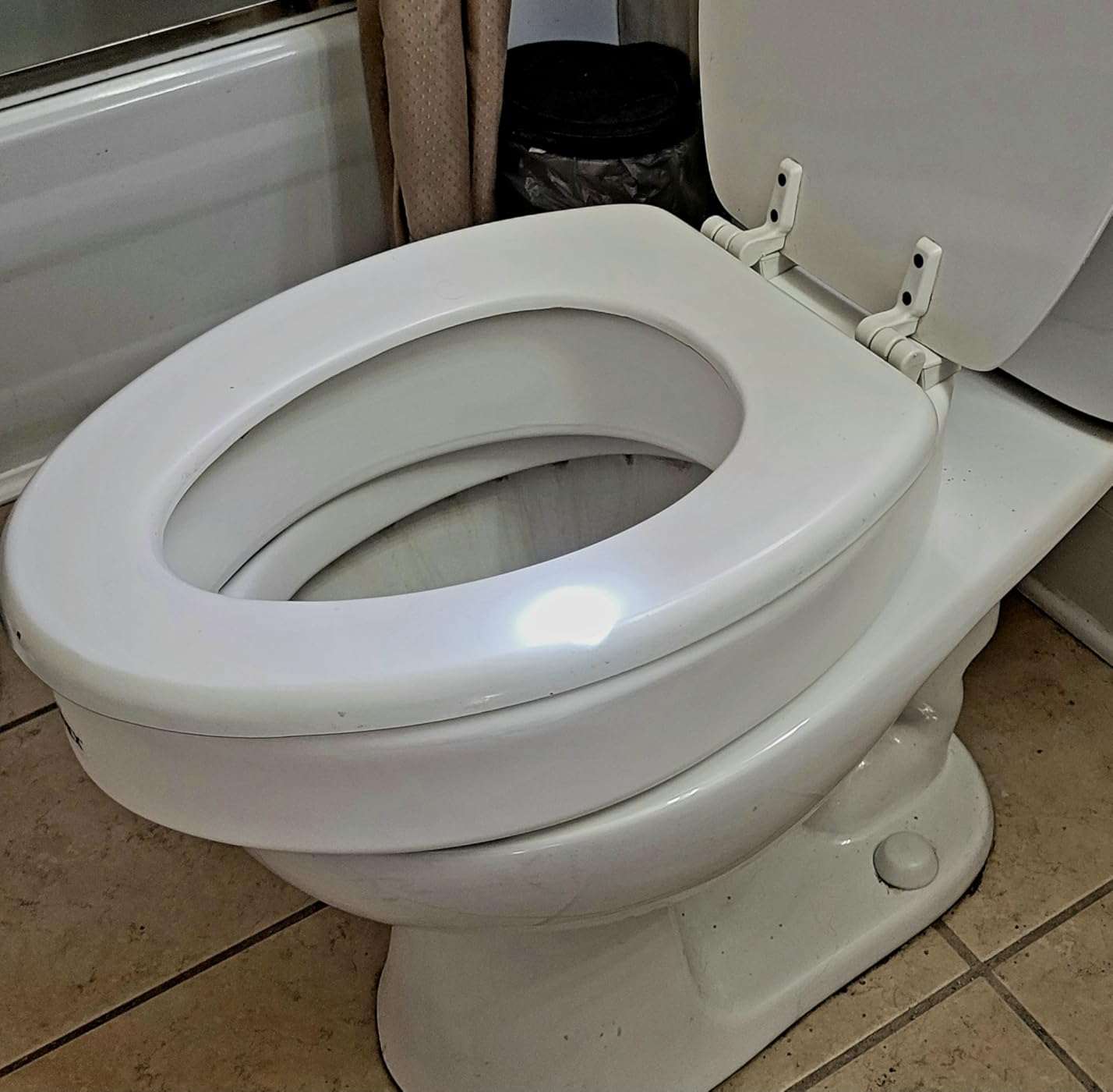 Carex Toilet Seat Riser, Elongated Raised Toilet Seat Adds 3.5 inches to Toilet Height, Assists with Bending or Sitting, Bolt-On Installation Under Existing Toilet Seat, 300 Pound Weight Capacity customer photo 2