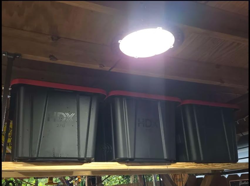 HyLoft 33 in. x 34 in. Adjustable Garage Ceiling Mount Storage Rack Kit, Garage Overhead Storage Bracket, 80842-10, White customer photo 1