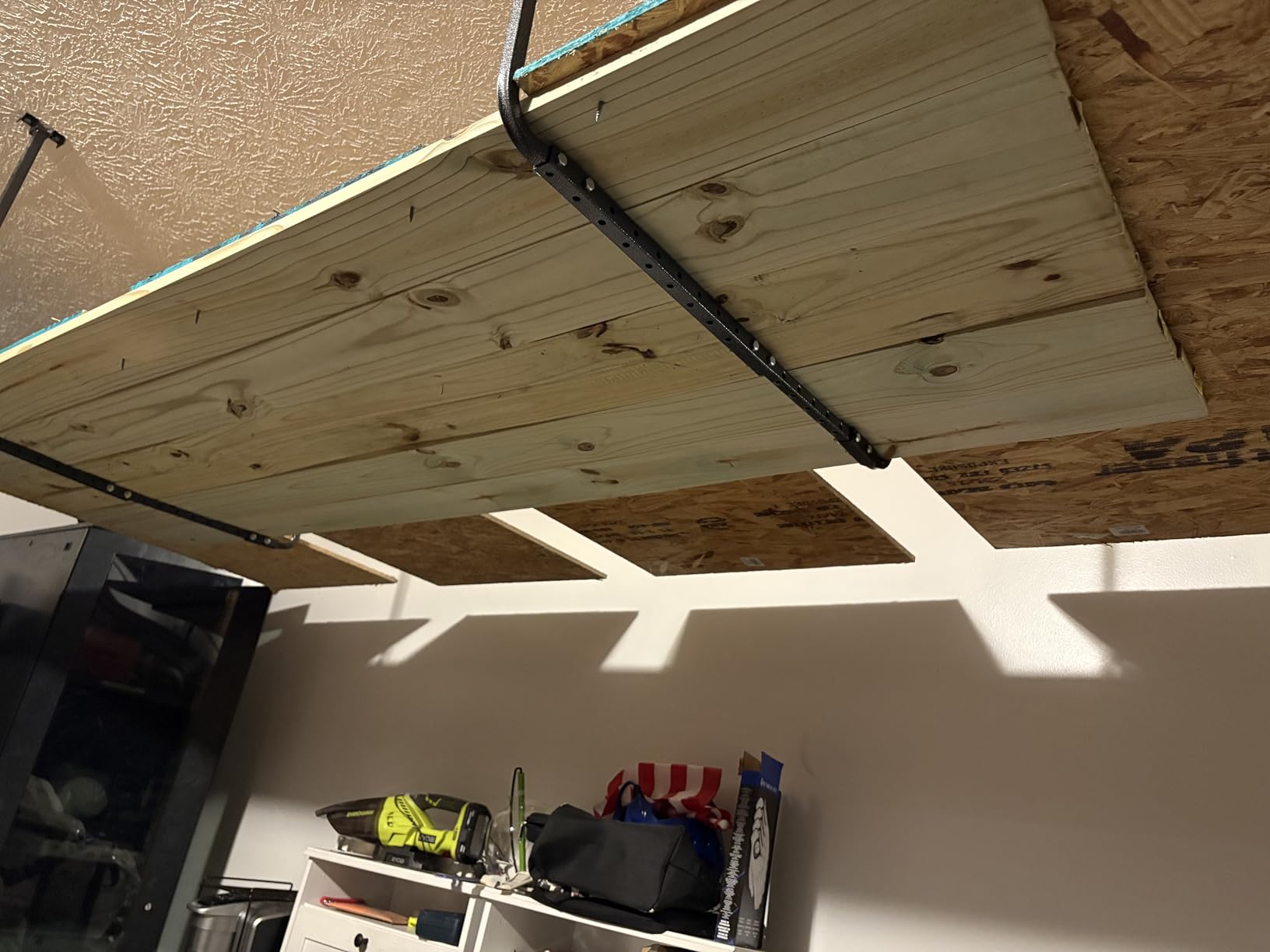 HyLoft 33 in. x 34 in. Adjustable Garage Ceiling Mount Storage Rack Kit, Garage Overhead Storage Bracket, 80842-10, White customer photo 2