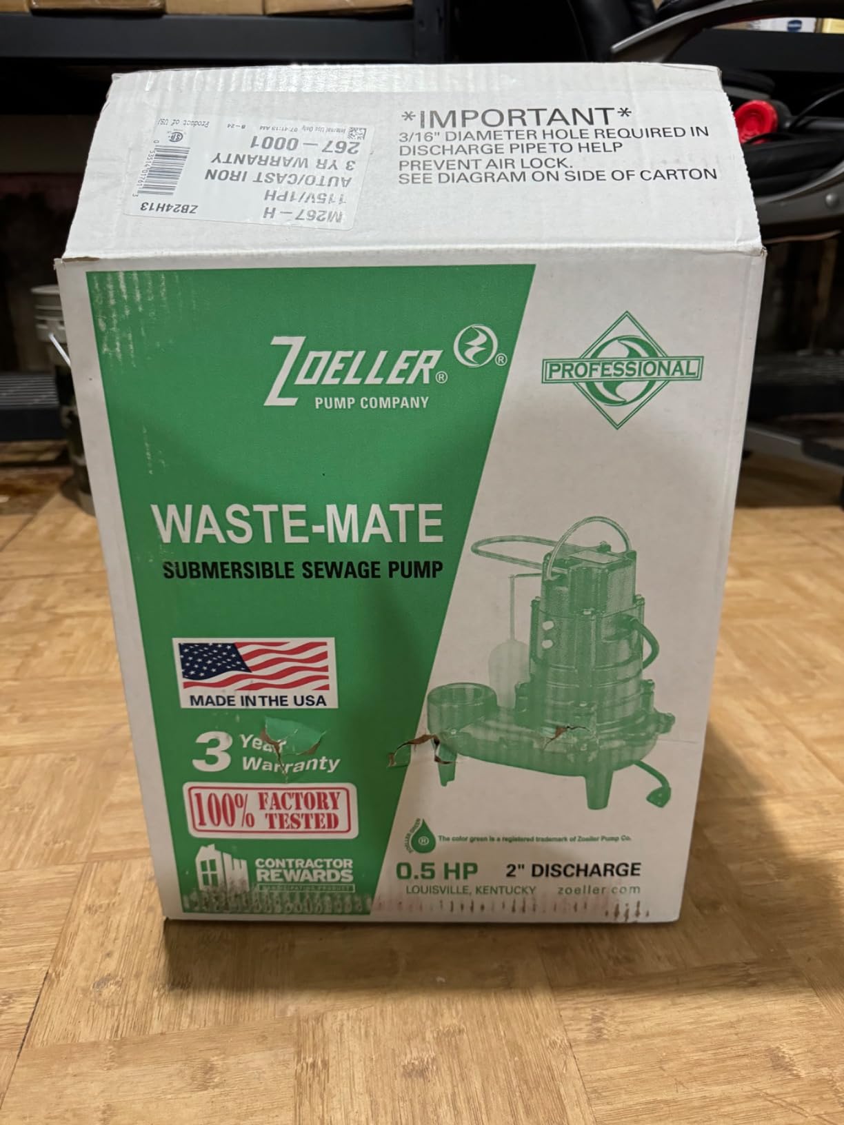 Zoeller Waste-Mate 267-0001 Sewage Pump, 1/2 HP Automatic – Heavy-Duty Submersible Sewage, Effluent or Dewatering Pump customer photo 1