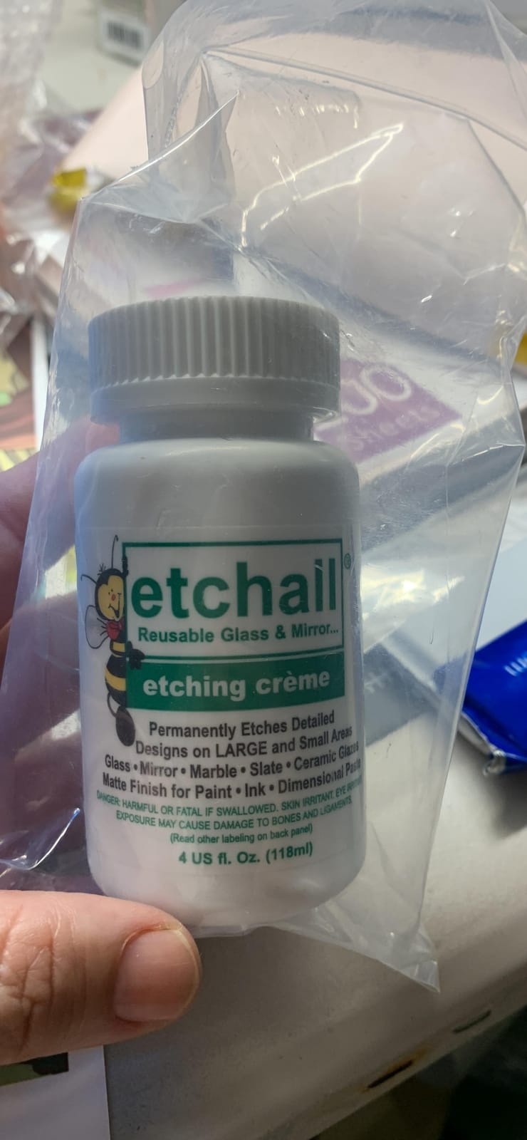 Etching Cream (4oz) for Glass, Mirrors, Ceramics, Porcelain, Marble, and Slate - for Makers, Creators, Crafters, DIY'ers of All Ages & Experience Levels, Smooth Formula and Fast Acting customer photo 1