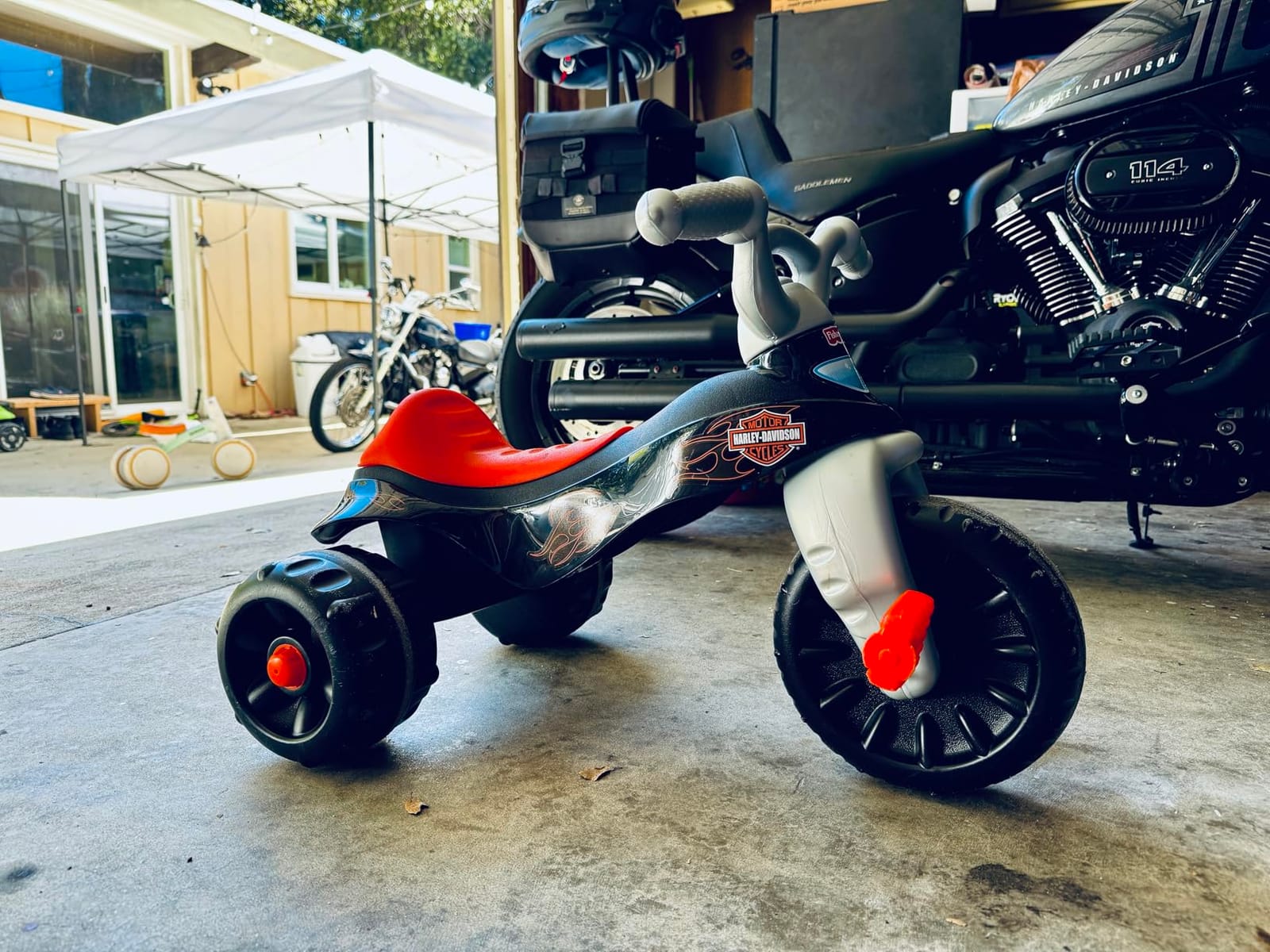 Fisher-Price Toddler Tricycle Harley-Davidson Tough Trike, Toy Bike with Handlebar Grips & Storage for Outdoor Play Kids Ages 2+ Years (Amazon Exclusive) customer photo 2