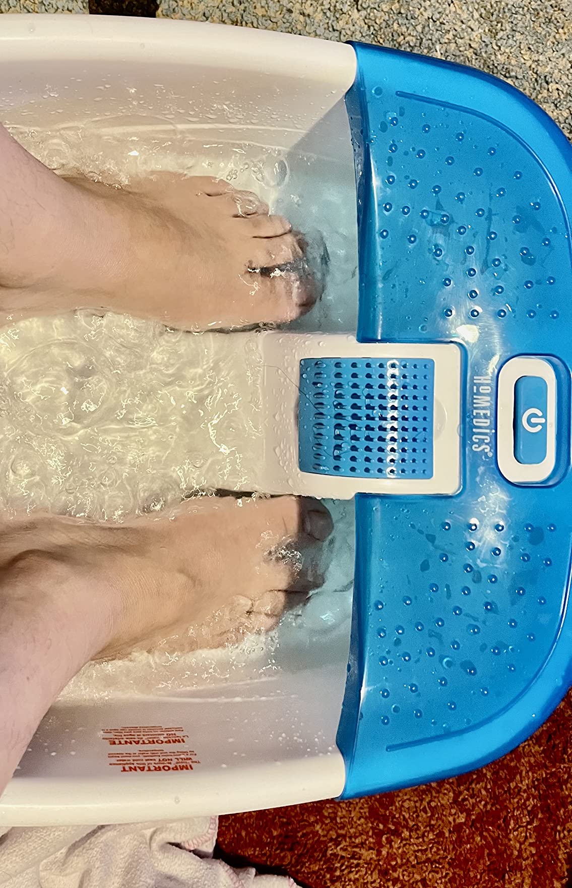 HoMedics Bubble Bliss Deluxe Foot Spa with Heat Massaging Arch, 3 Acupressure Attachments, Splash Guard, Raised Nodes Creates Bubbles, Improves Circulation, Soothe Tired Muscles customer photo 2