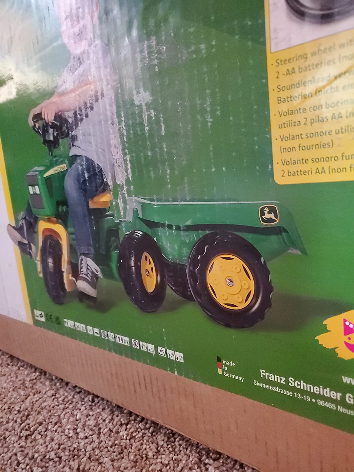 Rolly Toys John Deere 3-Wheel Trac with Trailer Ride On, Green/Yellow (52769) customer photo 1
