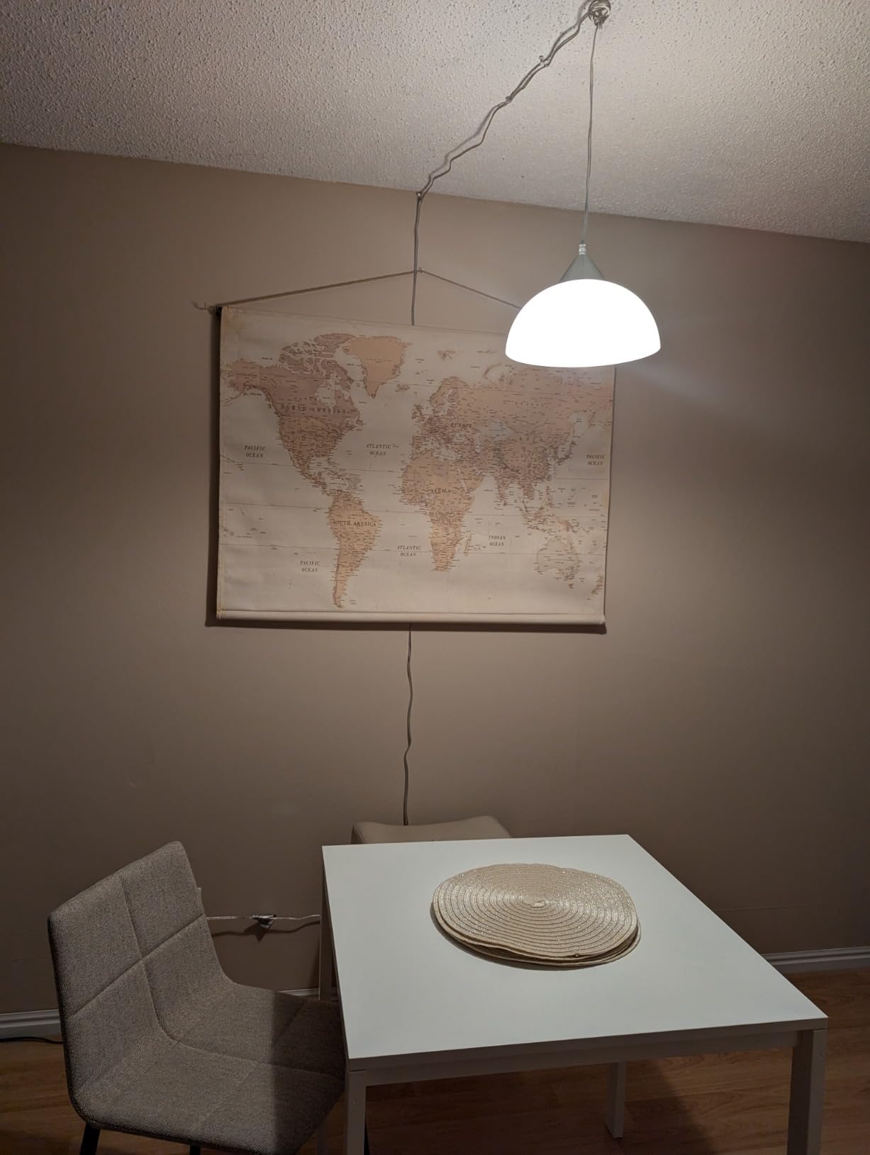 Globe Electric 64413 1-Light Plug-in Pendant, Brushed Steel, Frosted White Shade, 15ft Clear Cord, in-Line On/Off Switch, E26 Base Socket, Kitchen Island, Café, Hanging Light, Bulb Not Included customer photo 2