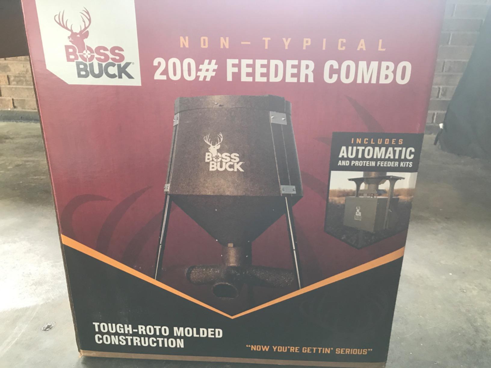 BOSS BUCK 350 LB Deer Feeder/Hunting Durable Lightweight Plastic UV Protected Windproof Waterproof Gravity Feed with Protein 3 Feed Tubes Head, Multi-Piece Round Legs customer photo 2