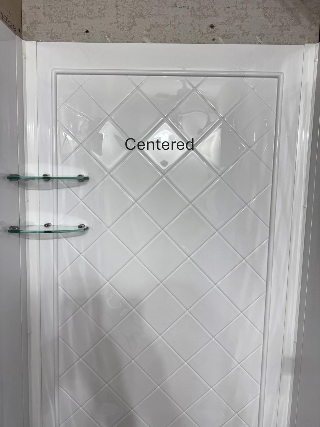 DreamLine 36 in. D x 48 in. W x 76 3/4 in. H Center Drain Acrylic Shower Base and QWALL-5 Backwall Kit In White, DL-6193C-01 customer photo 1