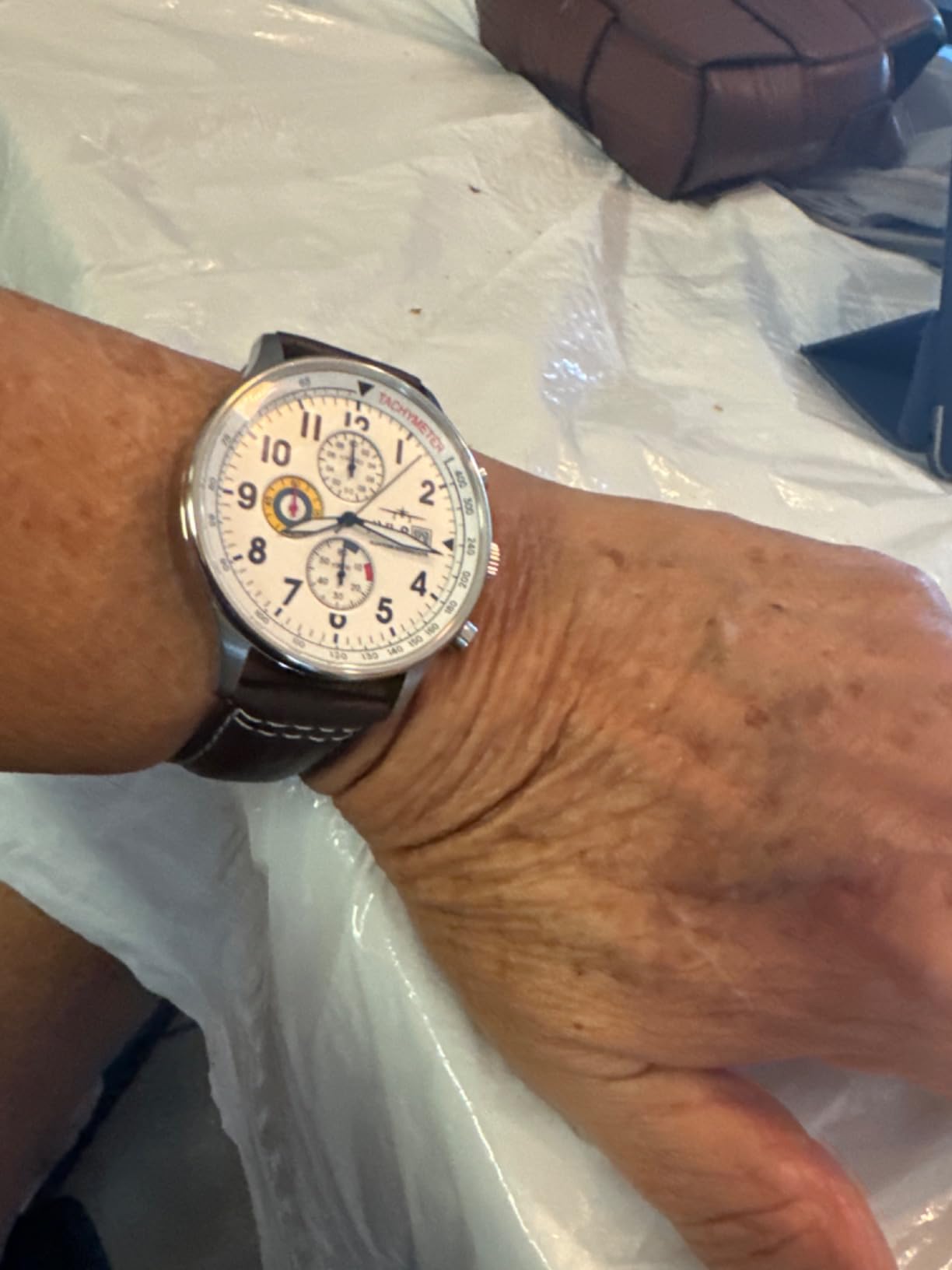 AVI-8 Hawker Hurricane Men's Pilot Watch – Classic Chronograph, Japanese Quartz Movement, Stainless Steel Case, Leather Strap, AV-4011 customer photo 1