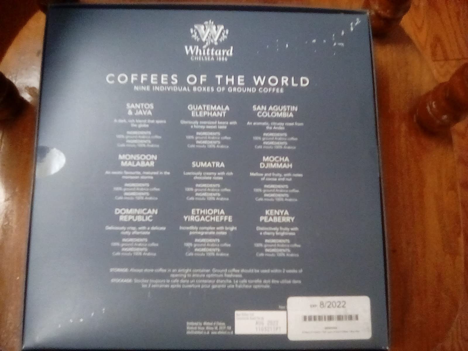 Whittard of Chelsea - Coffees of the World - Coffee Sampler Gift Box Set, 100% Arabica, Multiple Roast Types (9 Individually Wrapped Ground Coffees, 1 Box) customer photo 2