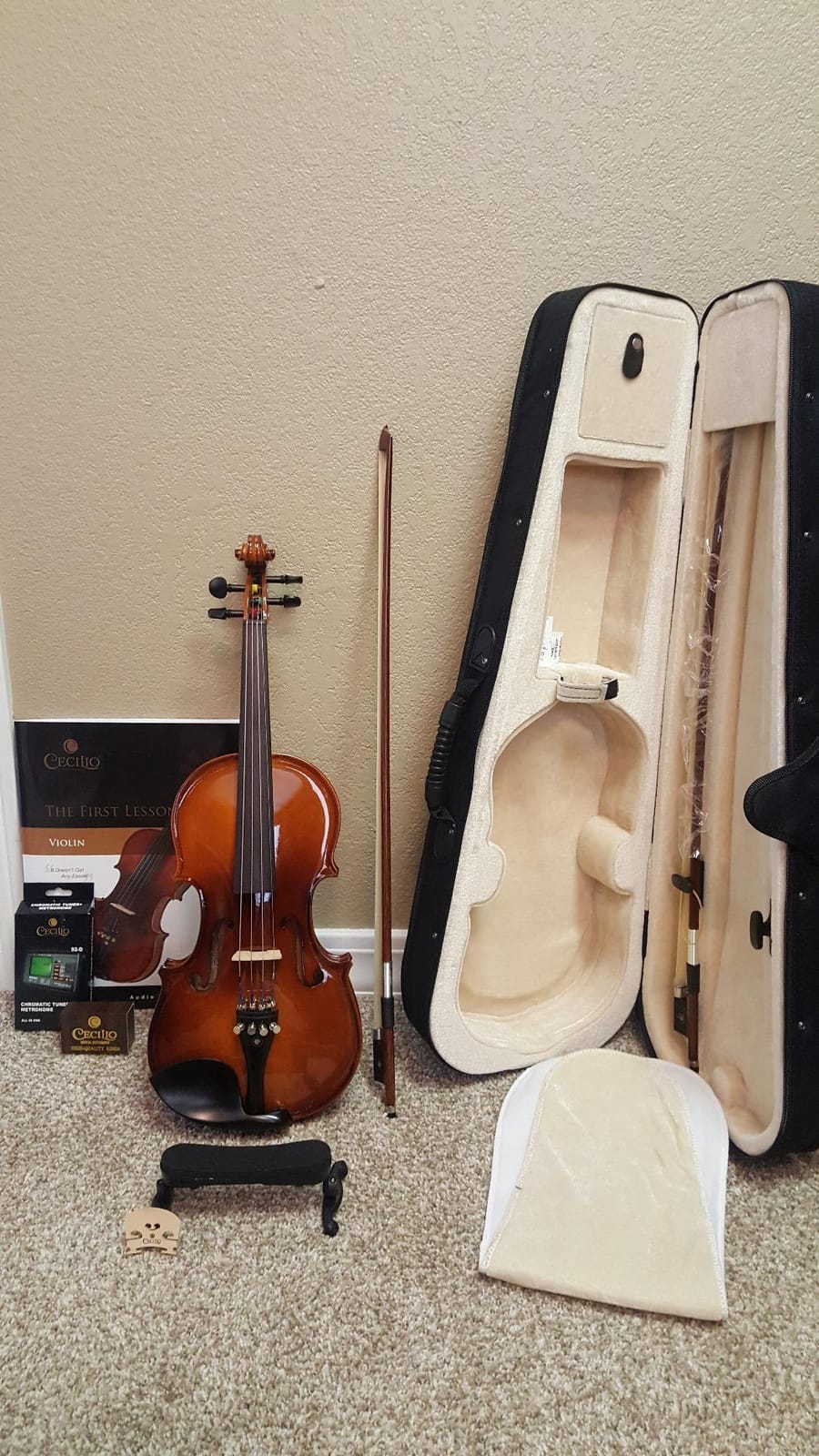 Cecilio 1/2 Violin Solidwood Violin with Hard Case, Bow, Rosin, Tuner, Shoulder Rest & Lesson Book – Ideal for Beginners customer photo 2