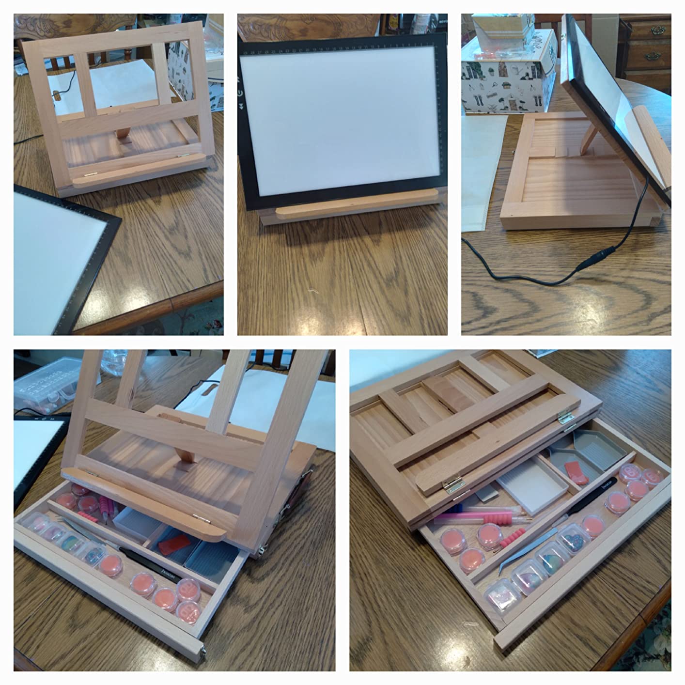 U.S. Art Supply Solana Adjustable Wood Art Easel, Portable Beechwood customer photo 2