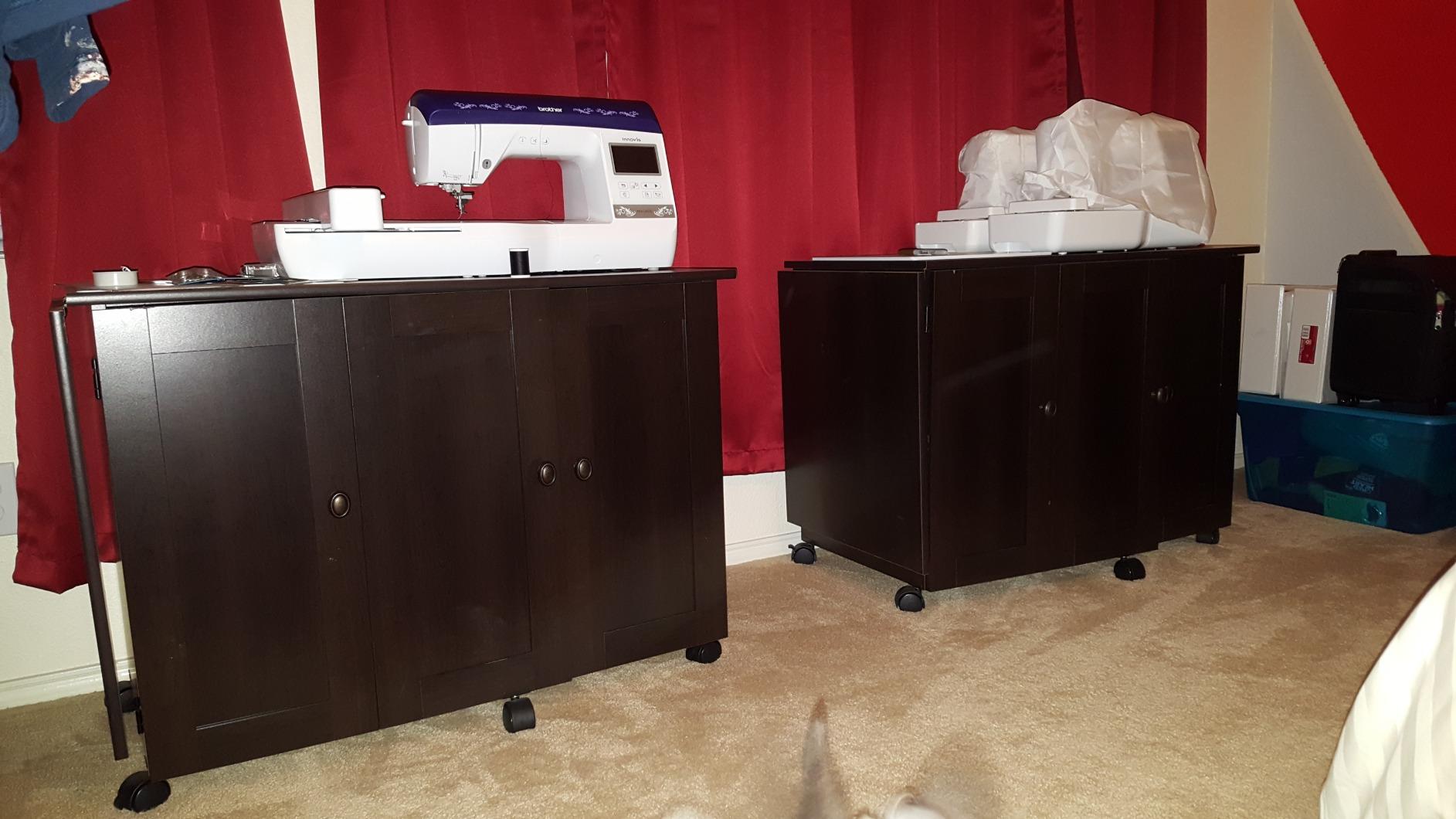 Sauder Folding SewingTable & Craft Cart Storage Cabinet, in Soft White customer photo 1