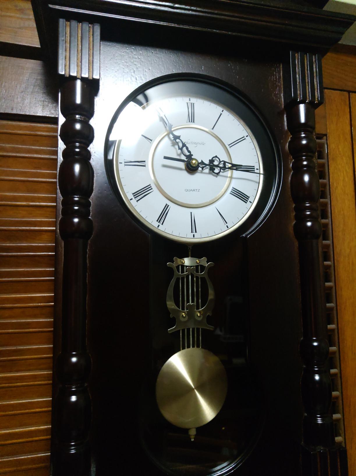 Wall Clocks: Grandfather Wood Wall Clock with Chime. Pendulum Wood Traditional Clock. Makes a Great Housewarming or Birthday Gift Wall Clock Chimes Every Hour with Westminster Melody customer photo 2