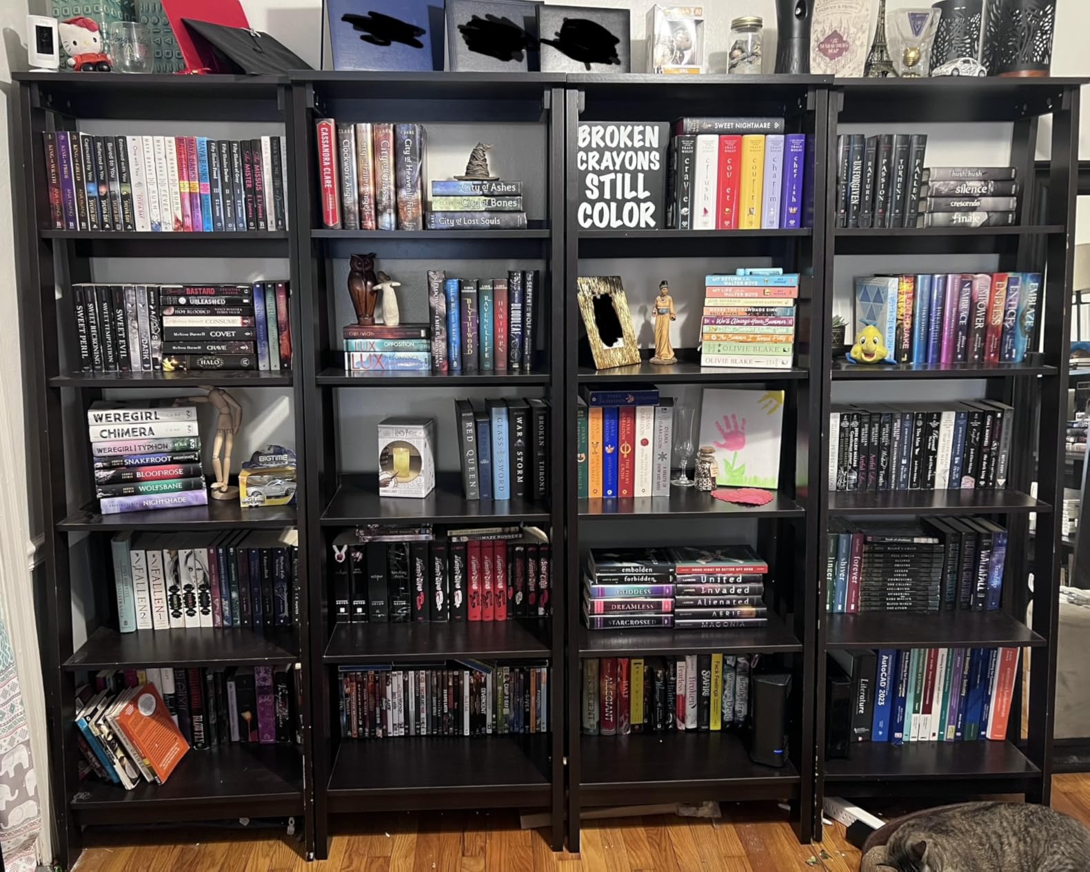 Sauder Ladder Bookshelf 5 Tier Trestle Ladder Shelf Wooden Bookcase, in Jamocha Wood customer photo 2