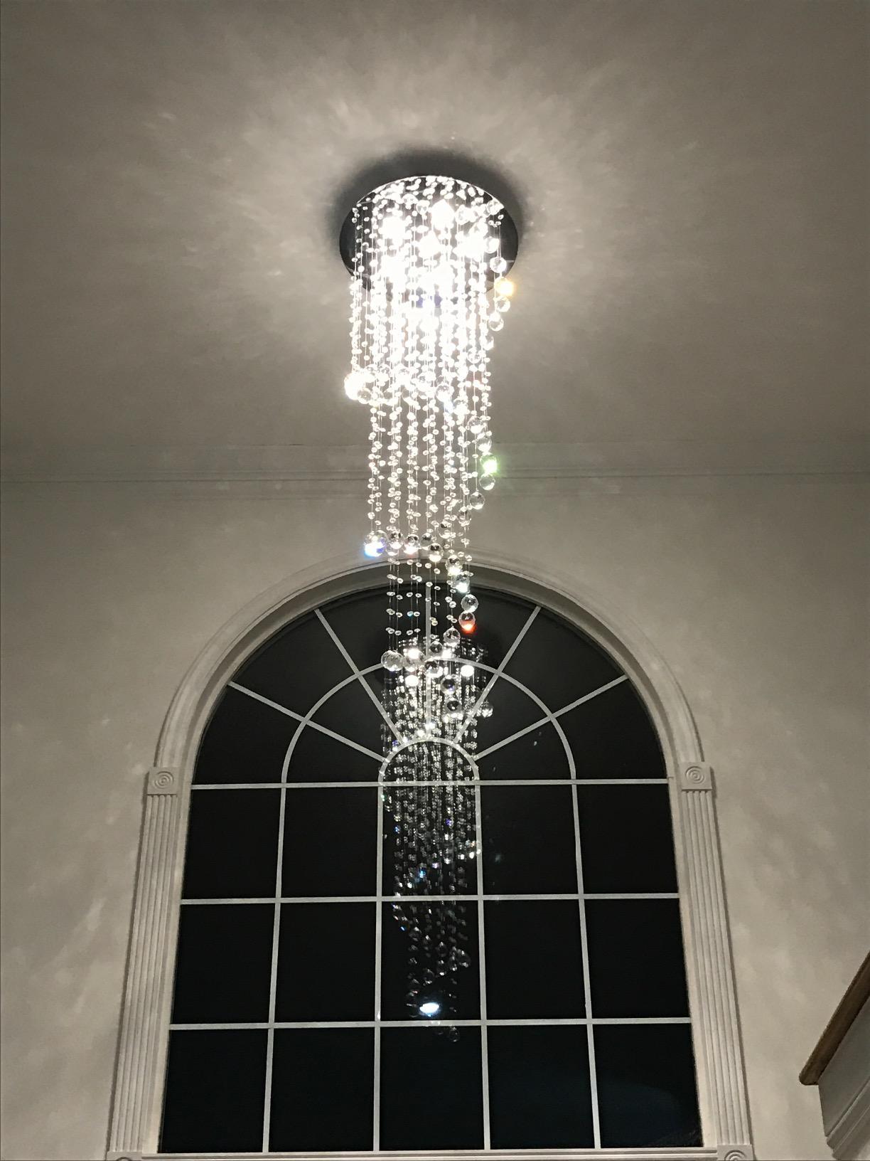 Modern Contemporary Swirl Chandelier Lighting for Foyer Dining Room Kitchen Chandelier Fixture Ceiling Light Rain Drop with All Crystal Balls D20'' X H61'' of CRYSTOP customer photo 2