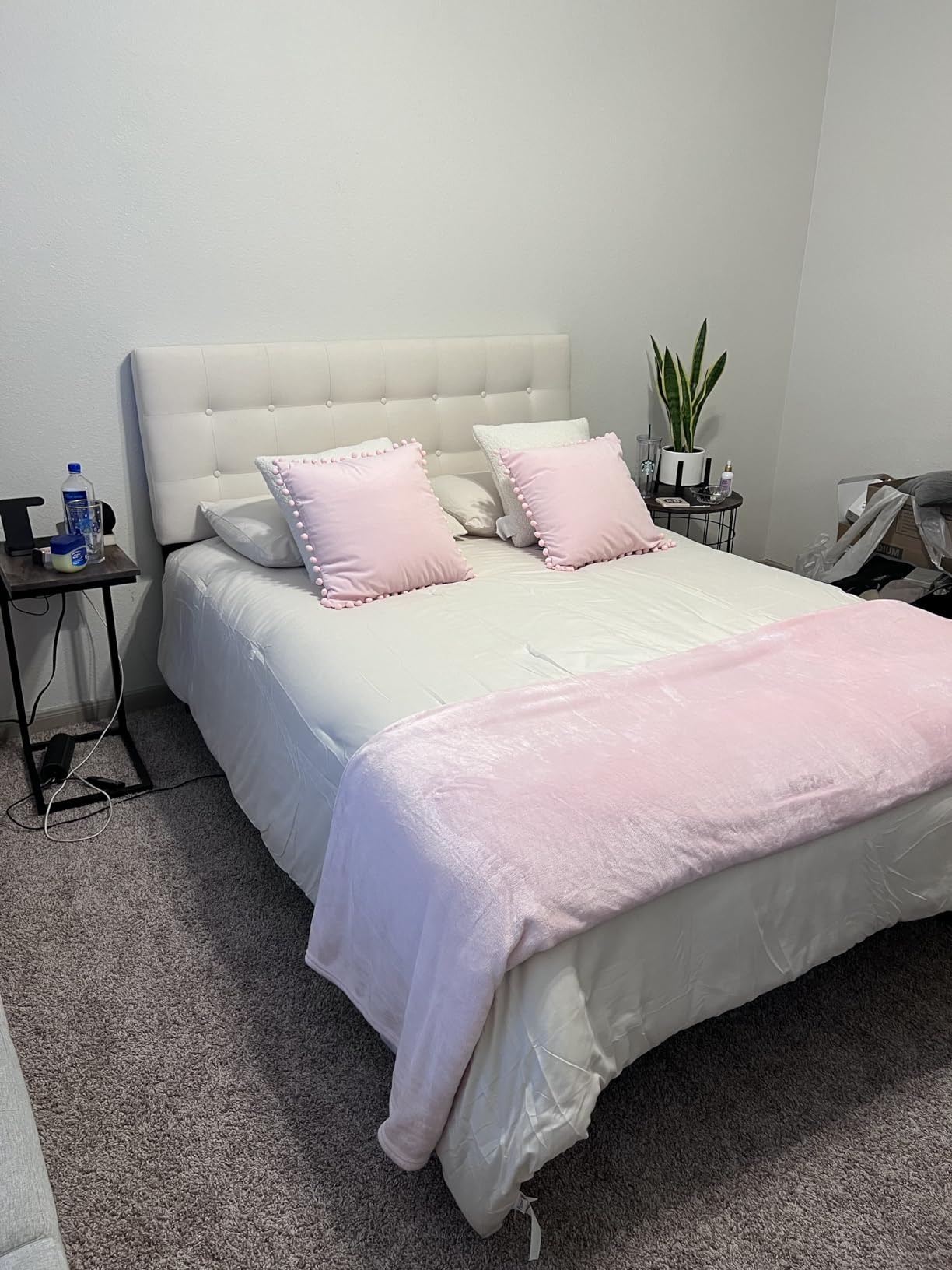 Modway Emily Tufted Button Linen Fabric Upholstered King Headboard in Beige customer photo 2