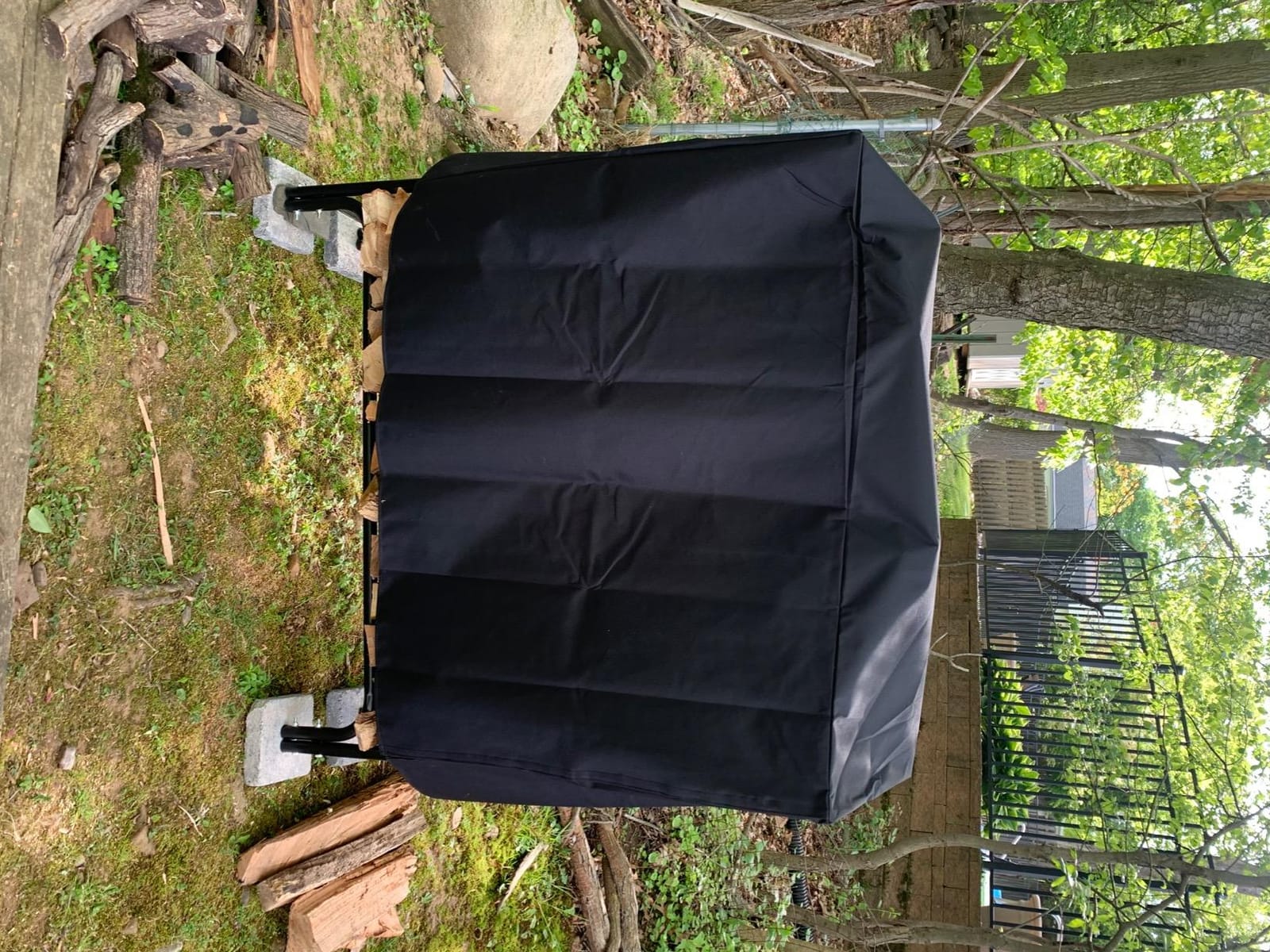 Sunnydaze Heavy-Duty Steel Outdoor 8 ft Firewood Rack with Cover, Black customer photo 2