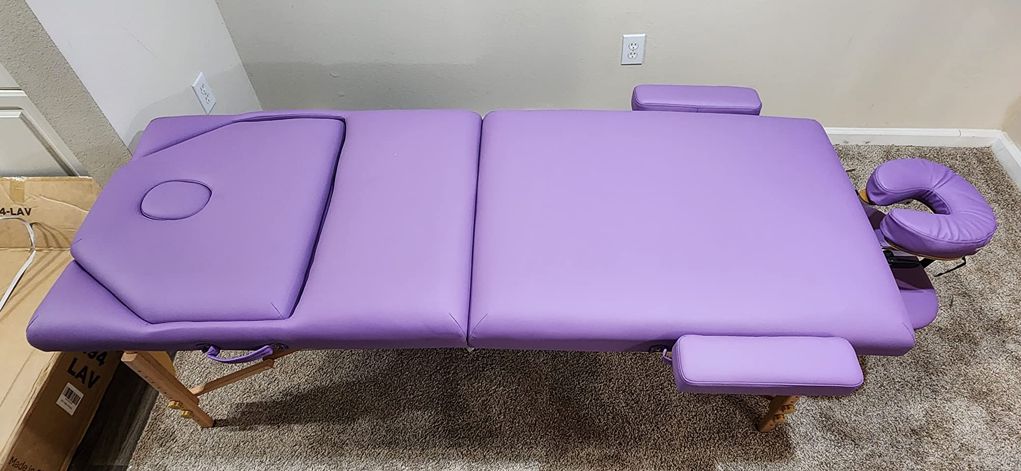 Saloniture Professional Portable Massage Table with Backrest - Cream customer photo 1