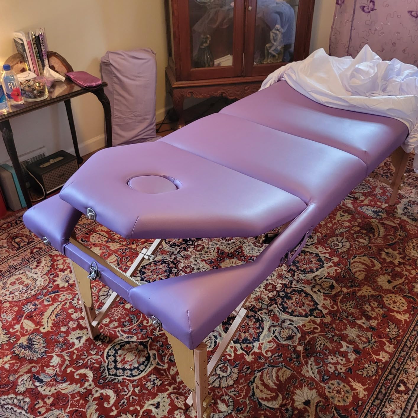 Saloniture Professional Portable Massage Table with Backrest - Cream customer photo 2