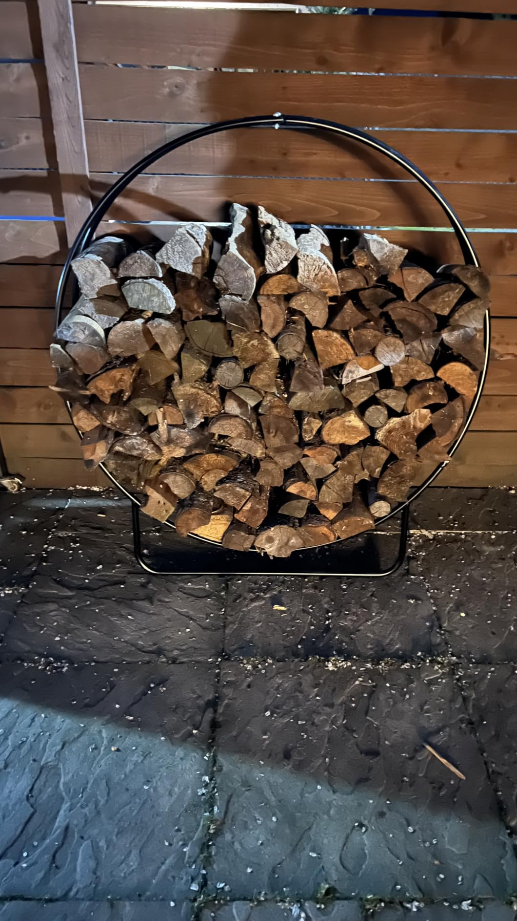 Sunnydaze Outdoor Firewood Rack, Heavy-Duty Steel, 48” Diameter customer photo 1