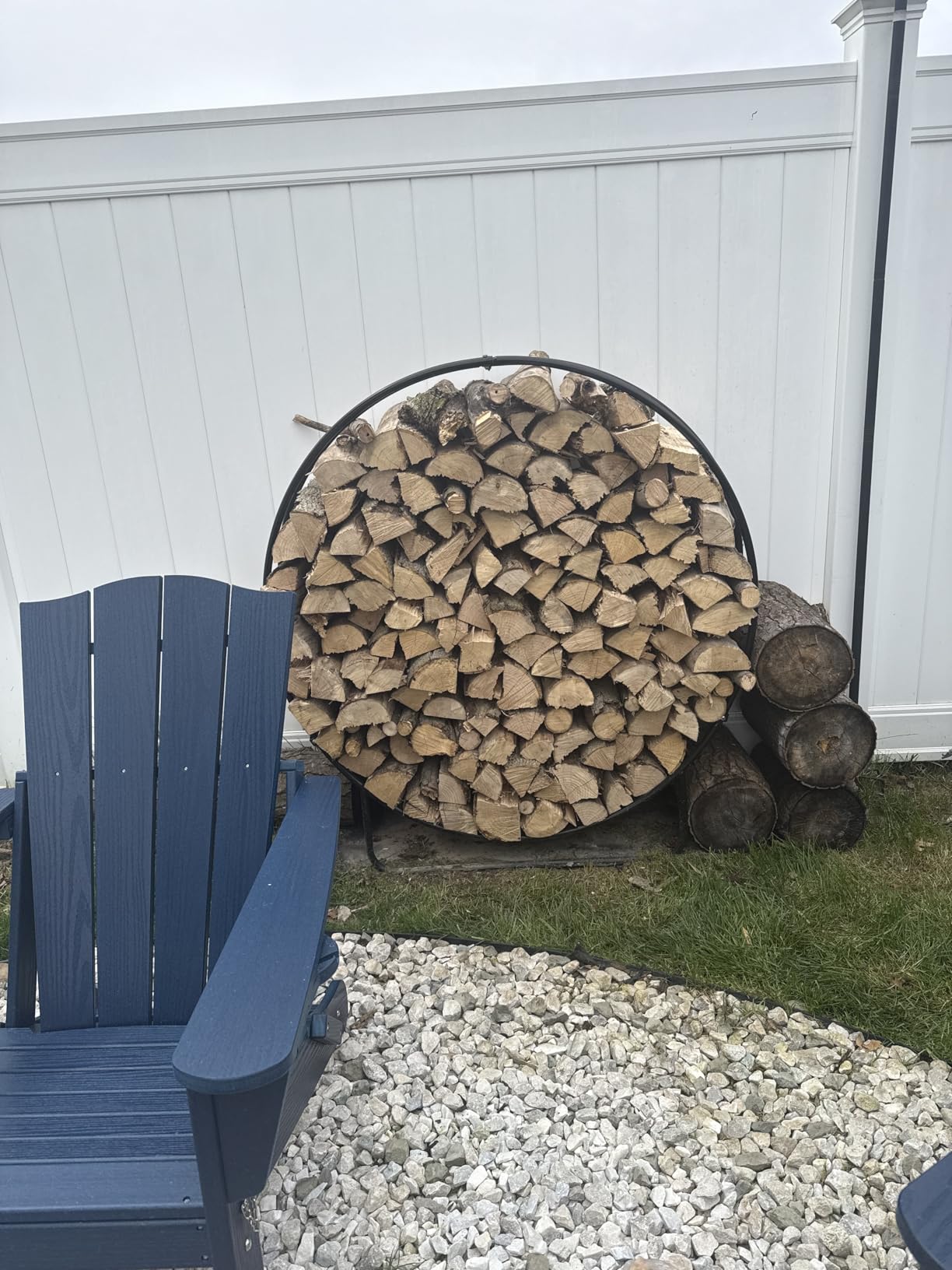 Sunnydaze Outdoor Firewood Rack, Heavy-Duty Steel, 48” Diameter customer photo 2