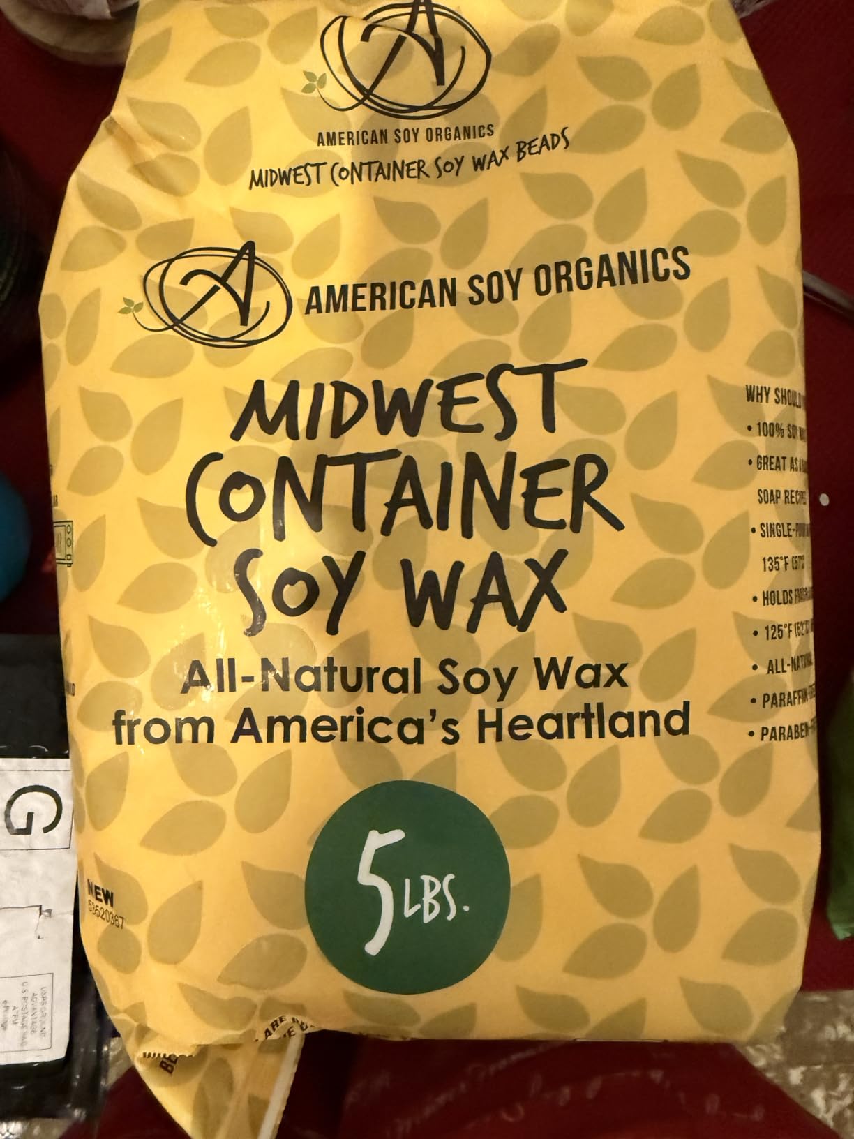 American Soy Organics 100% Midwest Soy Wax Beads, Candle Wax, 10 lbs customer photo 1