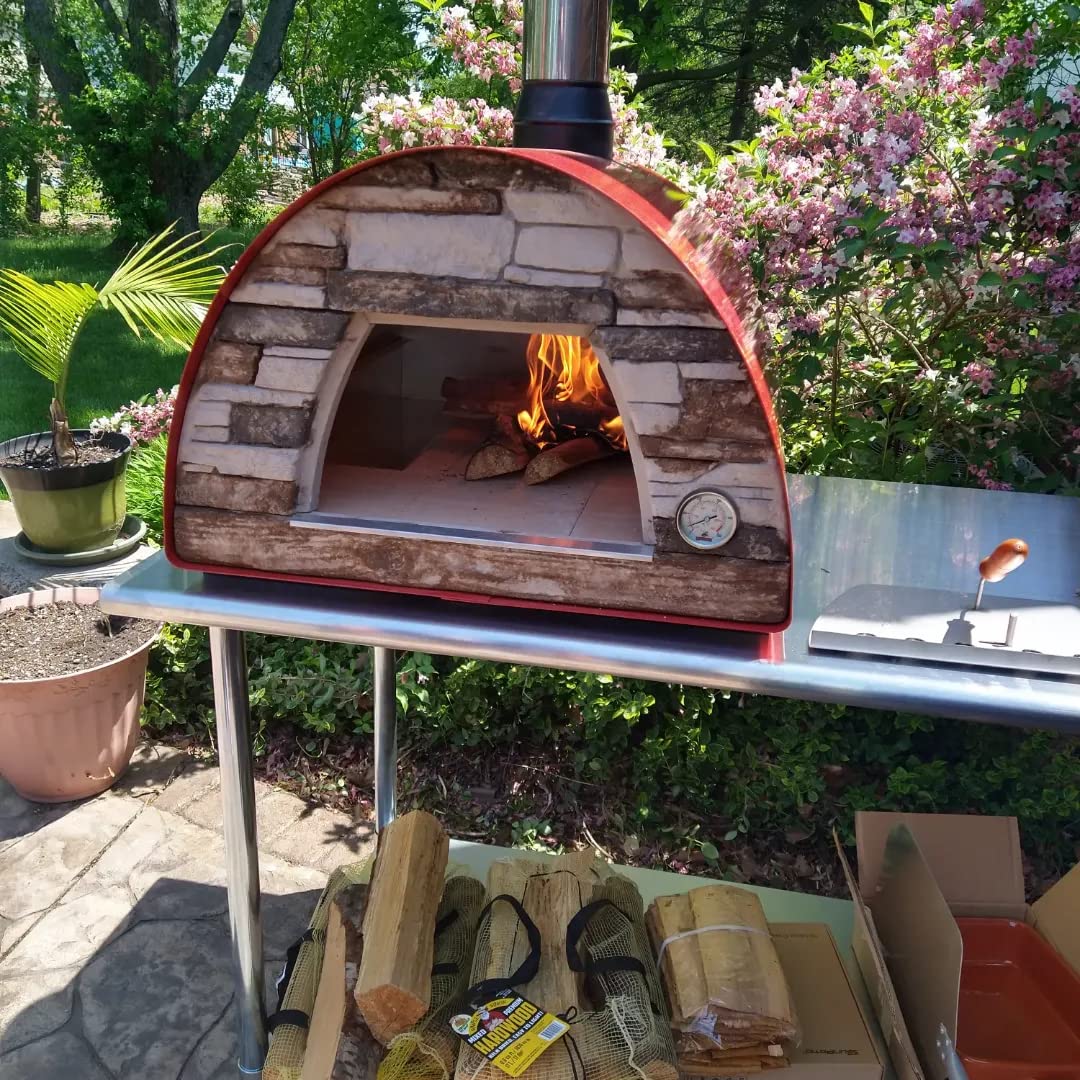 Authentic Pizza Ovens Maximus Red Wood-Fired Portable Outdoor Pizza Oven, Handmade in Portugal, Stainless Steel Chimney customer photo 2