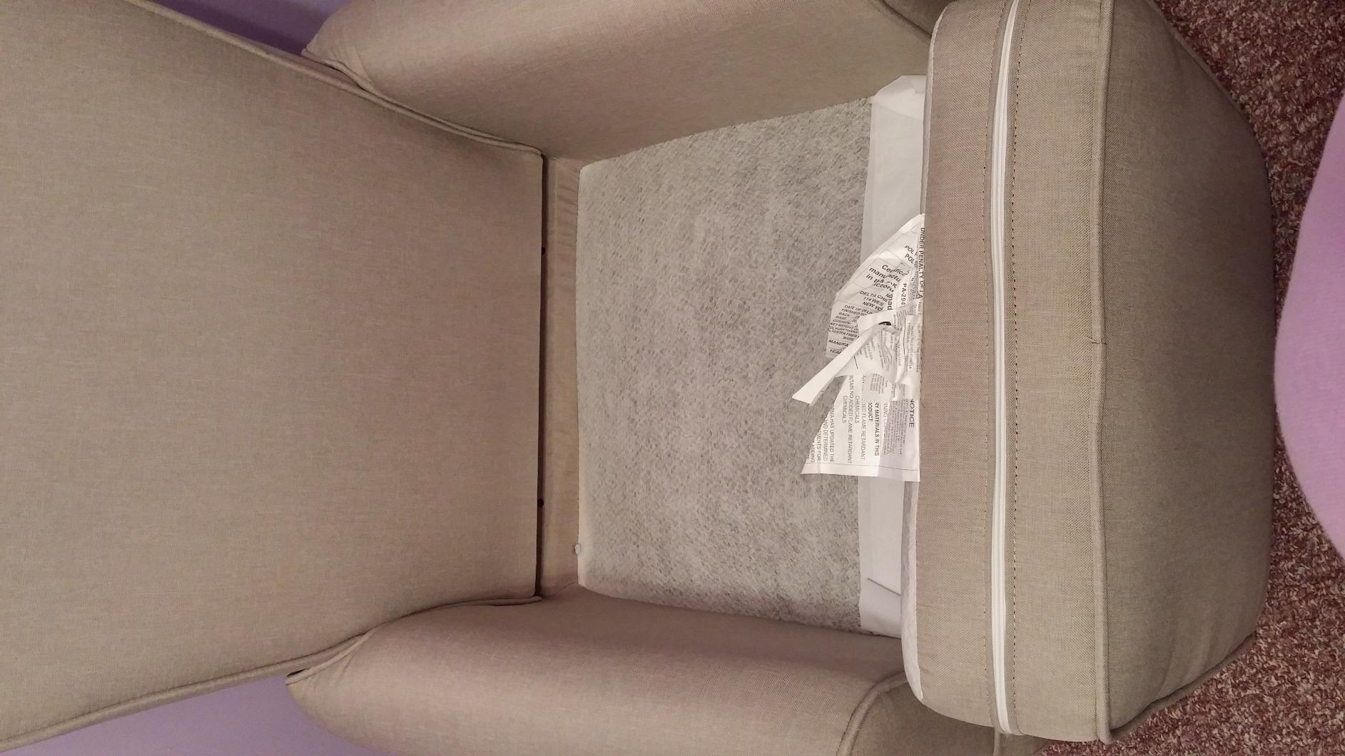 Delta Children Upholstered Glider Swivel Rocker Chair, Sand customer photo 2