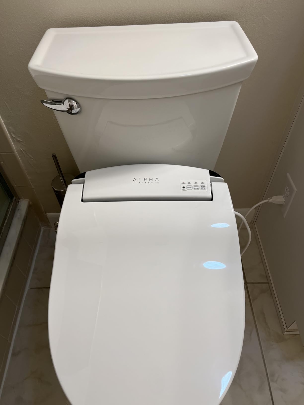 ALPHA BIDET JX2 Elongated Bidet Toilet Seat, White, Endless Warm Water, *NEW* Bowl Mist, LED Light, Quiet Operation, Wireless Remote, Stainless Steel Nozzle, Sittable Lid, 3 Year Warranty customer photo 1