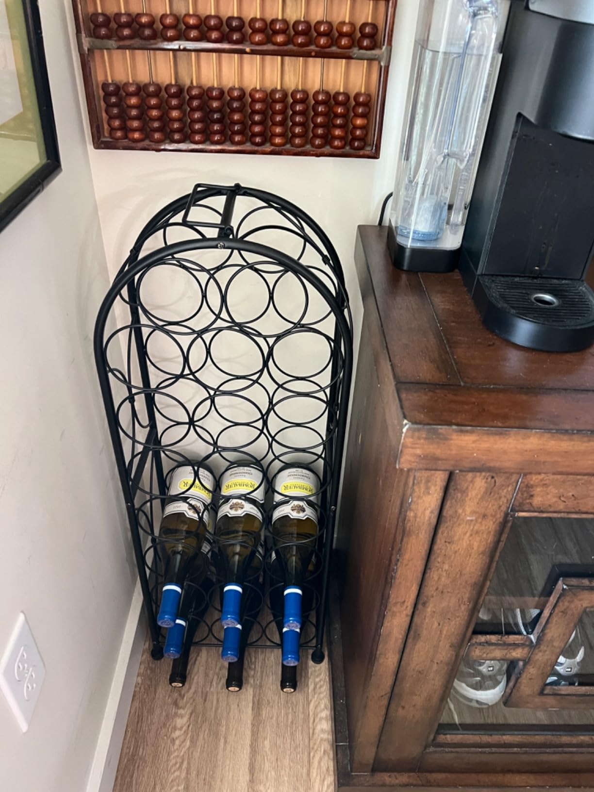 Sorbus Mini Freestanding Floor Wine Rack, Bottle Storage (23 Bottle, Black) | Compact Bordeaux-style metal display for home bars, kitchens or cellars customer photo 2