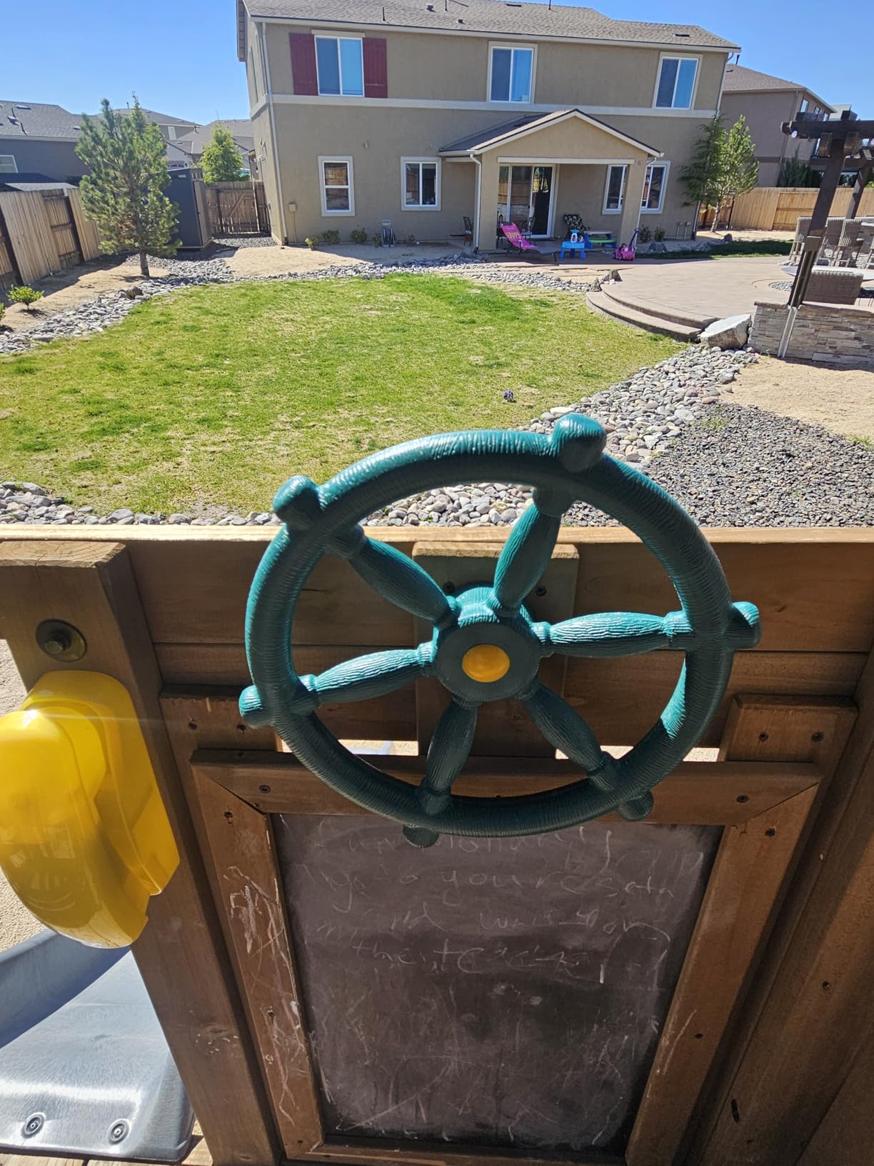 Jungle Gym Kingdom Playground Accessories - Pirate Ship Wheel for Kids Outdoor Playhouse, Treehouse, Backyard Playset Or Swingset - Wooden Attachments Parts (Green) customer photo 1