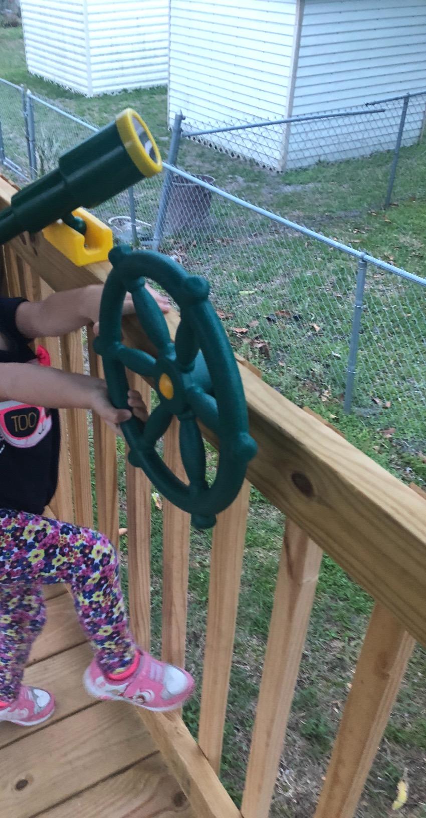 Jungle Gym Kingdom Playground Accessories - Pirate Ship Wheel for Kids Outdoor Playhouse, Treehouse, Backyard Playset Or Swingset - Wooden Attachments Parts (Green) customer photo 2