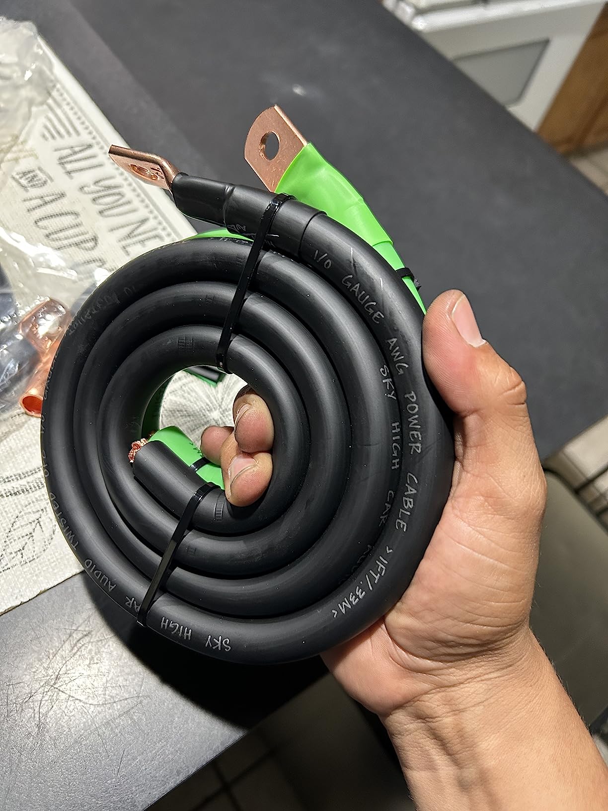 Sky High Oversized 1/0 Gauge AWG Big 3 Upgrade Green/Black Electrical Wiring Kit customer photo 1