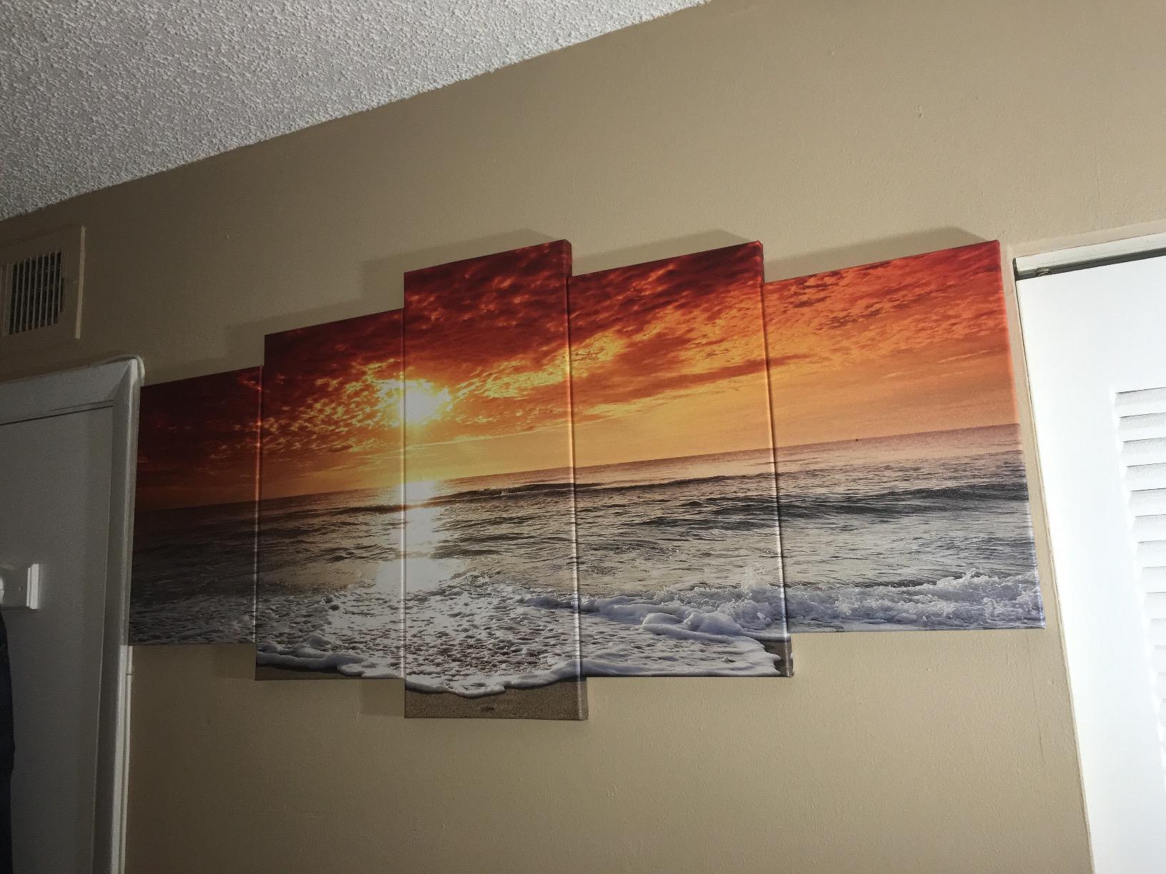 Wieco Art Grand Sight Extra Large 5 Panels Modern Landscape Artwork HD Seascape Giclee Canvas Prints Sea Beach Pictures to Photo Paintings on Canvas Wall Art for Home Decorations Wall Decor customer photo 1
