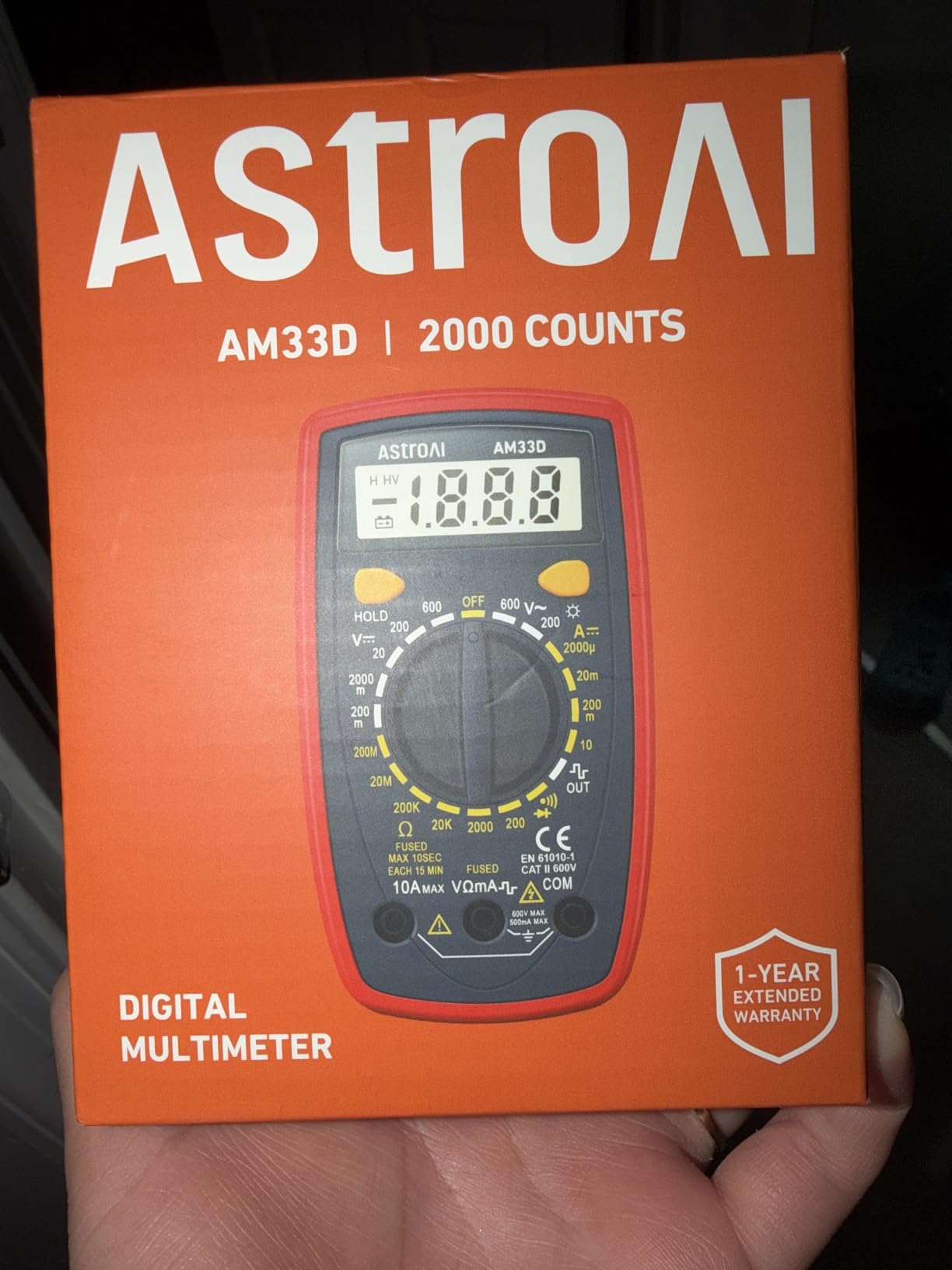 AstroAI Digital Multimeter Tester 2000 Counts with DC AC Voltmeter and Ohm Volt Amp Meter; Measures Voltage, Current, Resistance, Continuity and Diode, Blue customer photo 1