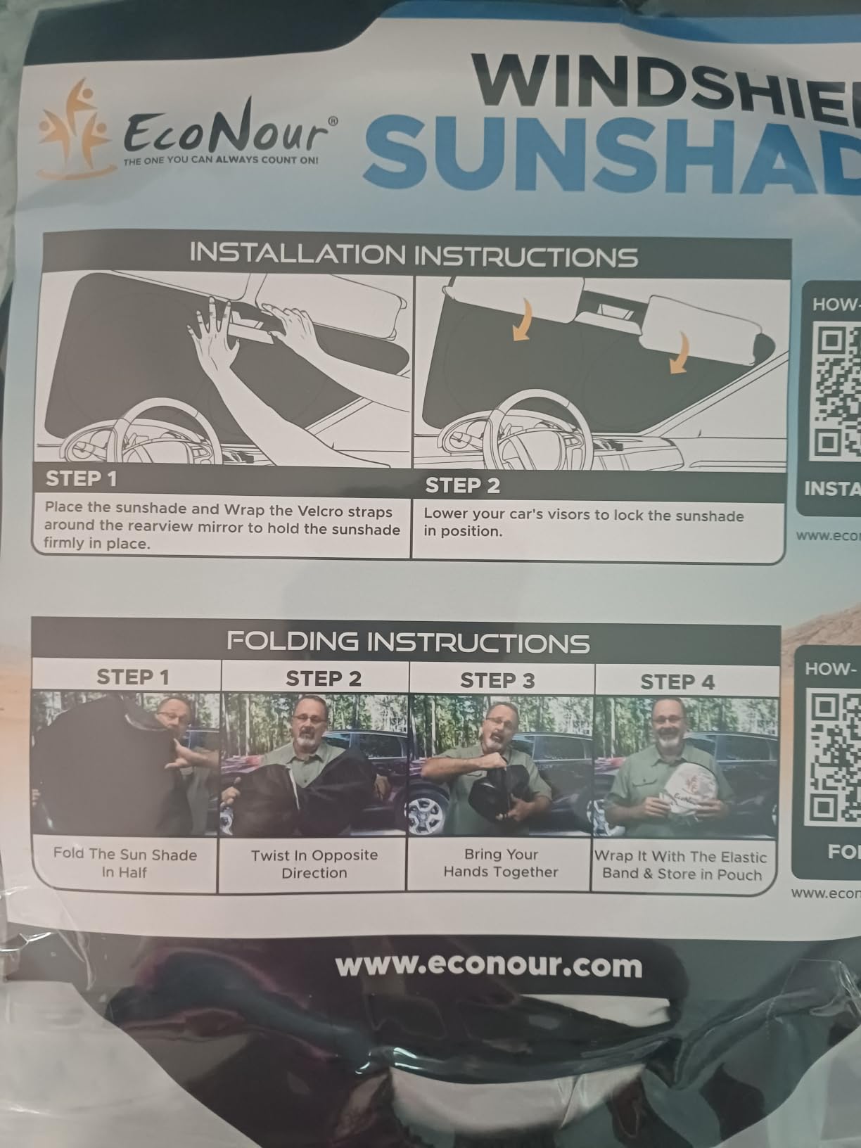 EcoNour Car Windshield Sun Shade, Front Window Sun Blocker for SUVs,Sedan customer photo 2