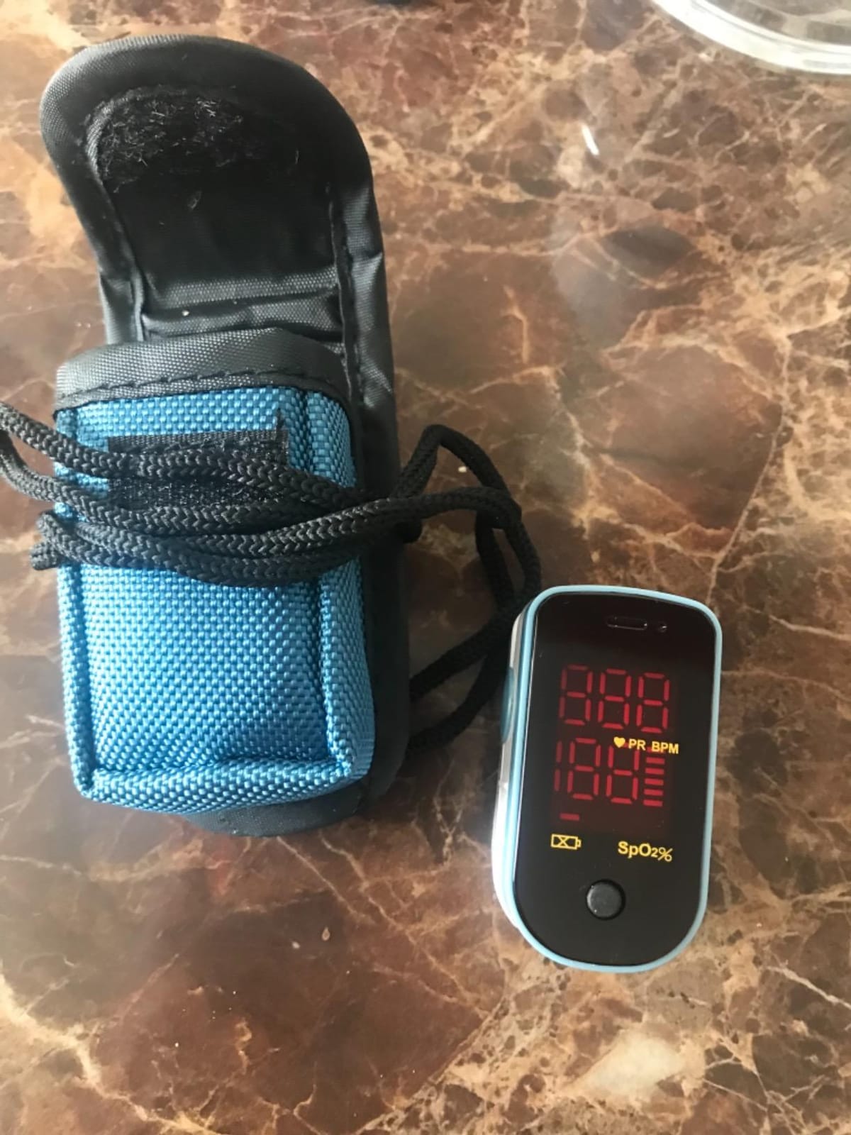 CHOICEMMed Finger Pulse Oximeter, Blood Oxygen Saturation Monitor, Fingertip O2 Sensor with LED Display, Pulse Rate Reader, Portable SpO2 Monitor with Batteries, Carry Case & Lanyard, Blue customer photo 1