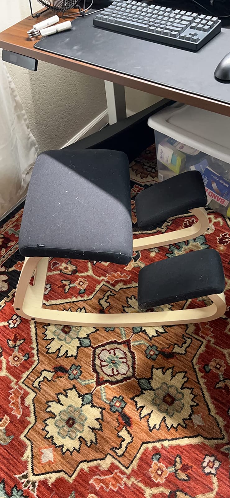 Varier Ergonomic Kneeling Chair, Rocking Knee Stool for Home Office Desk | Backless ergonomic kneeling chair with a rocking motion for active sitting and core strength; cushioned seat, holds 250 lb customer photo 1