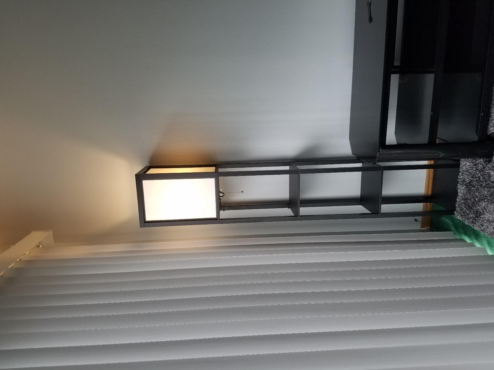 Brightech Maxwell - Modern Shelf Floor Lamp with Lamp Shade & Warm White LED Bulb, Corner Display Floor Lamp with Shelves for Living Room, Bedroom, Nightstand Office, Home Decor Storage - Natural Wood customer photo 2