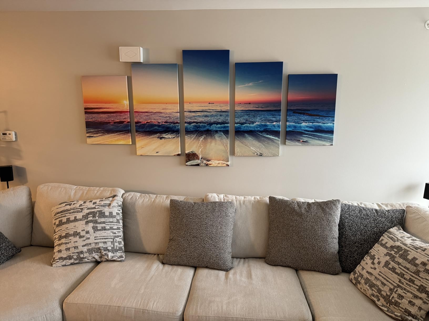 Pyradecor 5 Piece Large Modern Seascape Artwork Gallery Wrapped Ocean Sea Beach Pictures Canvas Prints Waves Paintings on Canvas Wall Art for Living Room Bedroom Home Decorations L customer photo 1
