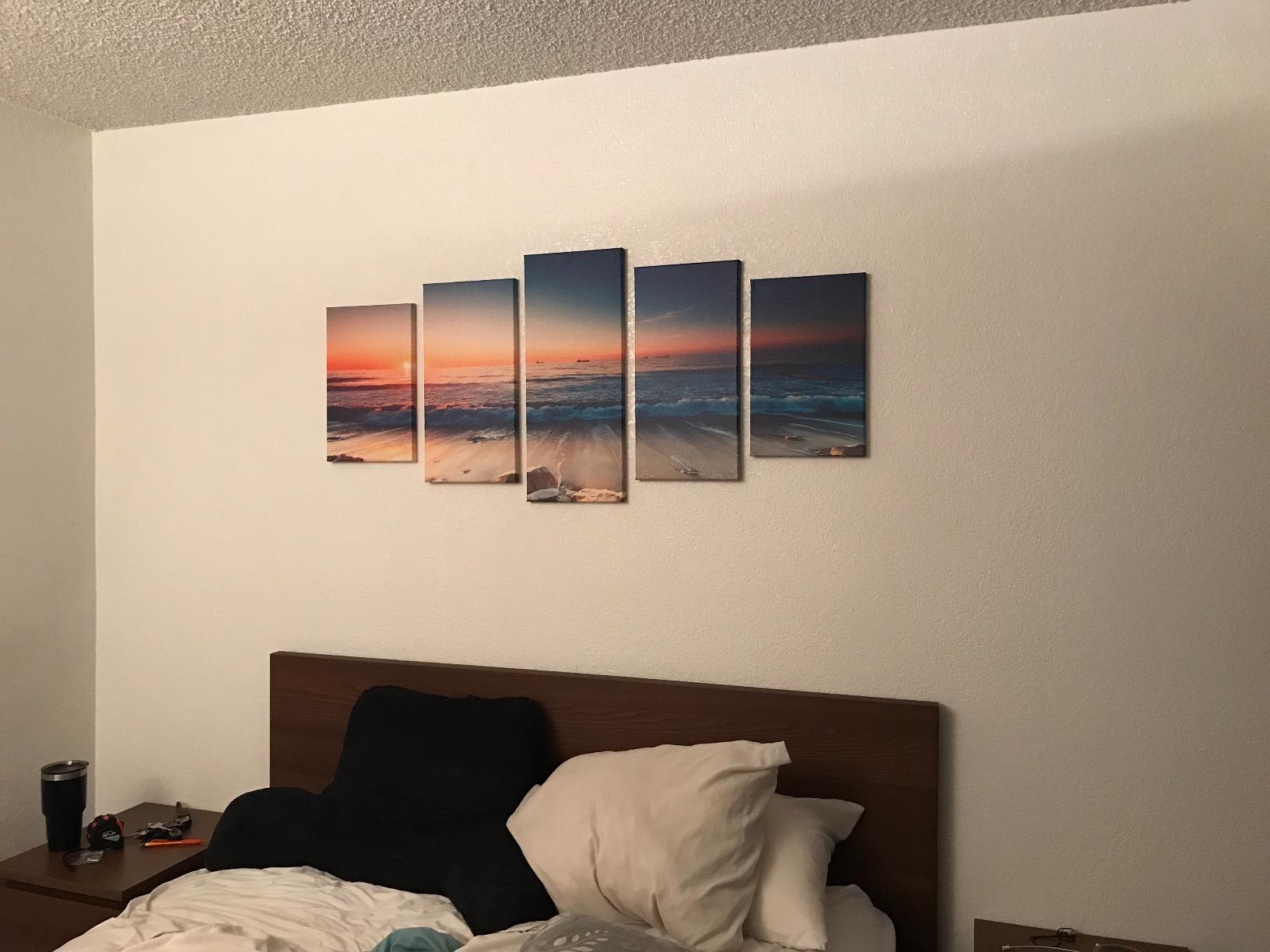 Pyradecor 5 Piece Large Modern Seascape Artwork Gallery Wrapped Ocean Sea Beach Pictures Canvas Prints Waves Paintings on Canvas Wall Art for Living Room Bedroom Home Decorations L customer photo 2