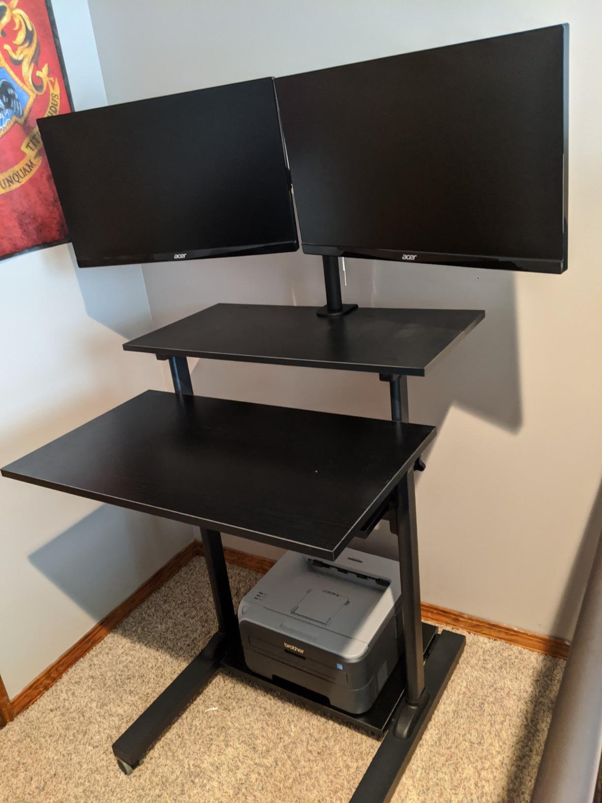 Mount-It! Black Rolling Standing Desk, Adjustable Height up to 54.7