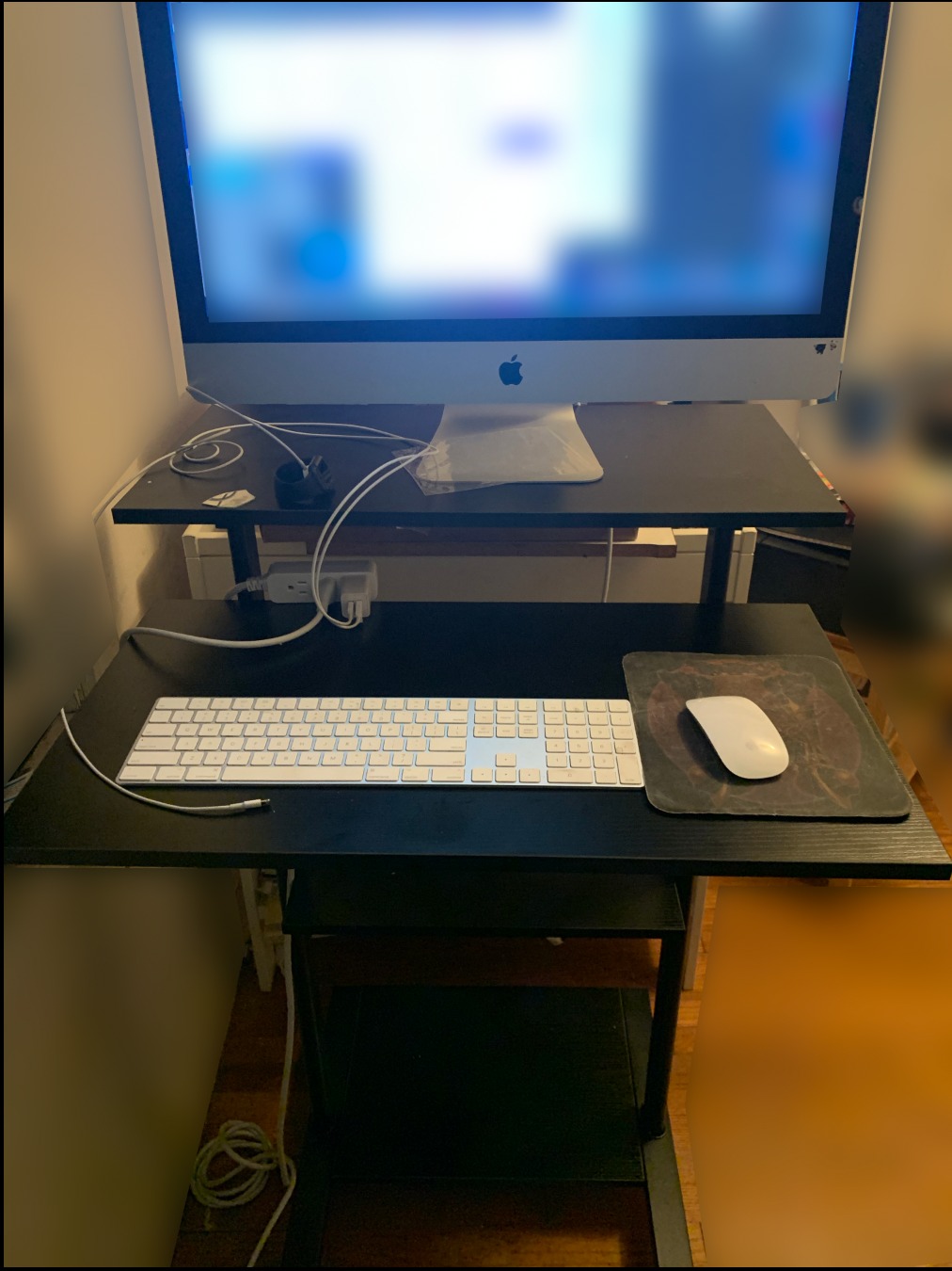 Mount-It! Black Rolling Standing Desk, Adjustable Height up to 54.7