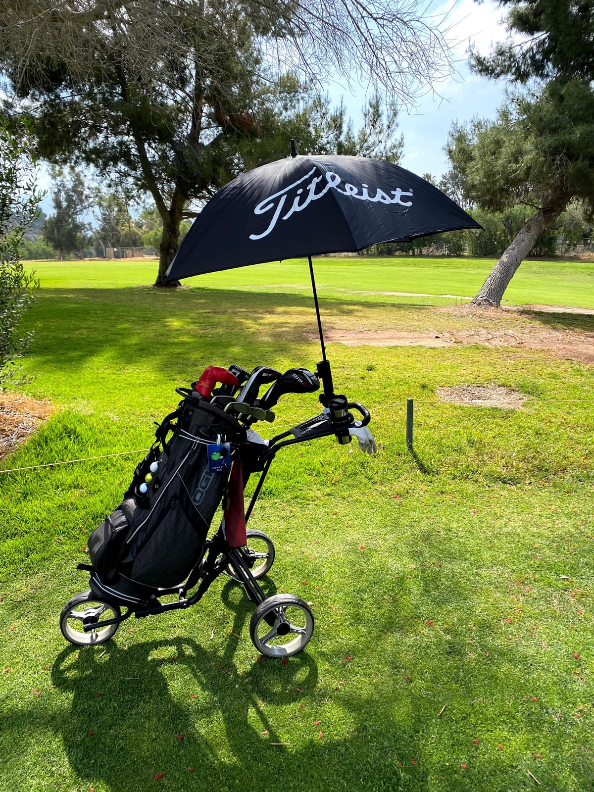 Qwik-Fold - 3-Wheel Golf Push Cart | Lightweight Build, Aluminum Alloy Frame, Foot Brake Control, Umbrella Holder Built In, Adjustable Handle Height customer photo 1