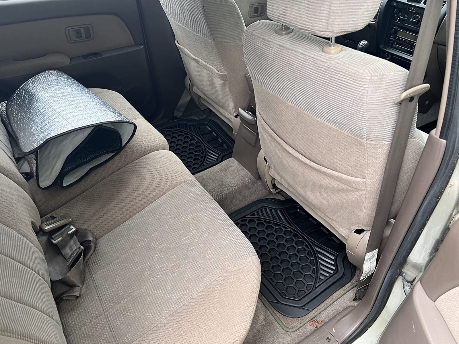 Amazon Basics Heavy Duty Thick PVC Car Floor Mats, Anti-Slip, Easy to Clean, Universal Trim-to-Fit All-Weather for Automotive SUV Sedans Trucks, 4-Piece, Solid Black customer photo 2
